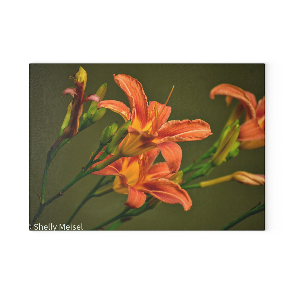Orange Daylilies Floral Kitchen Cutting Board