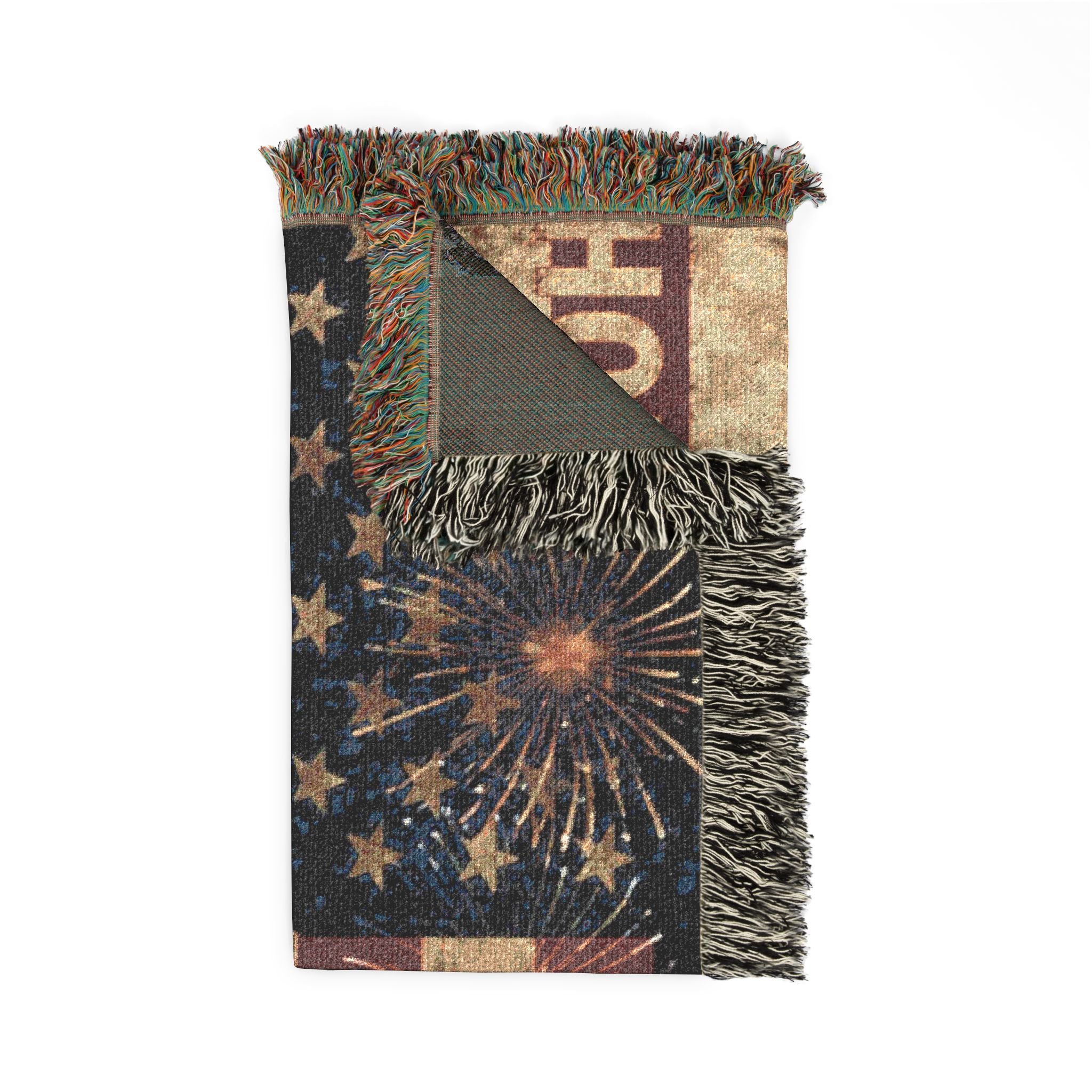 American Flag Woven Blanket – "Land of the Free, Home of the Brave" Patriotic Throw