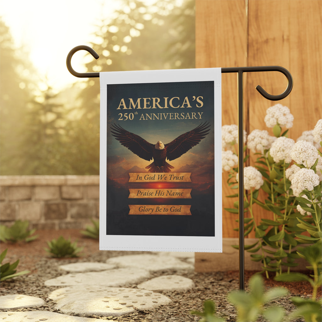 America's 250th Anniversary Patriotic Garden Flag — "In God We Trust" Eagle Banner