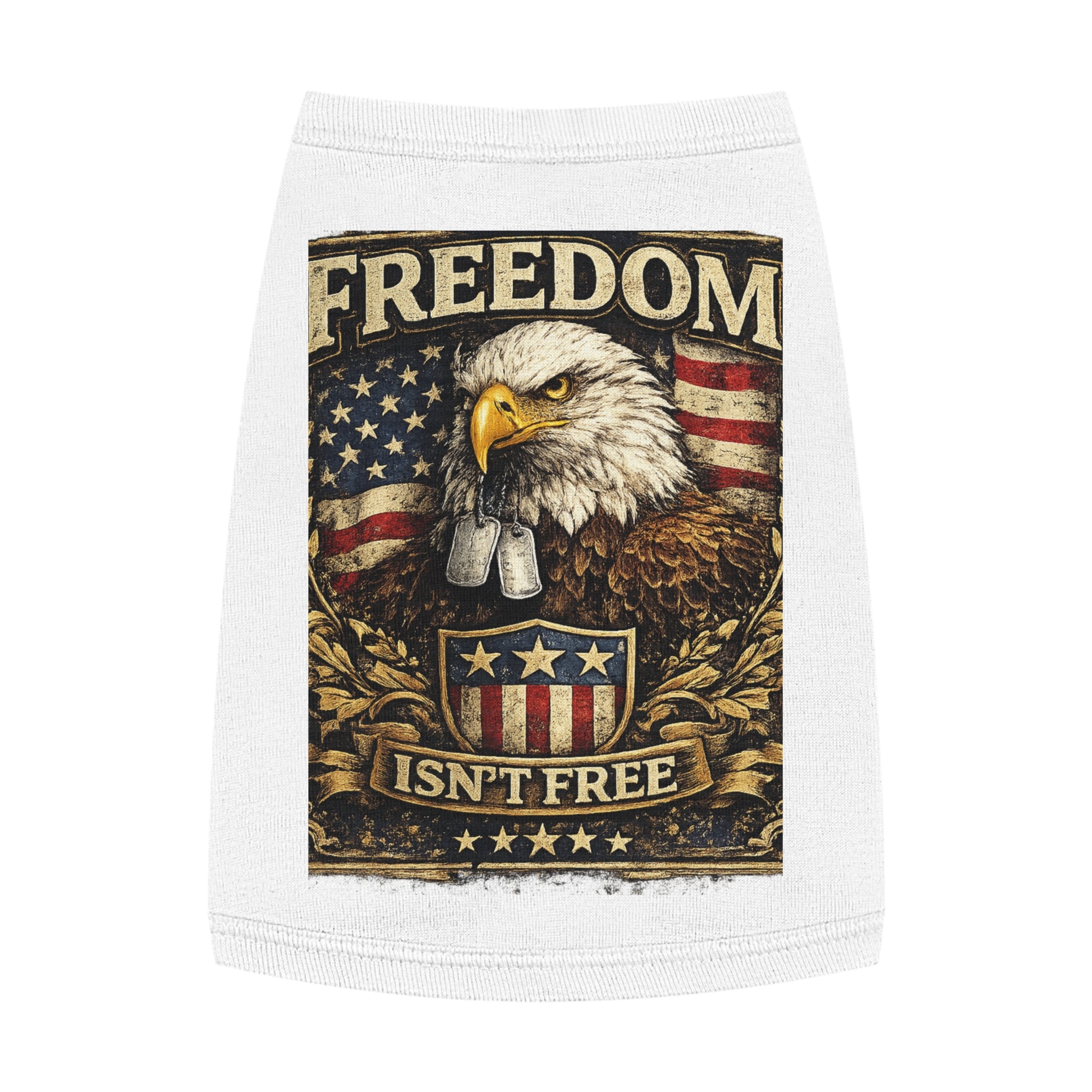 Patriotic Pet Tank Top — "Freedom Isn't Free" Eagle & American Flag
