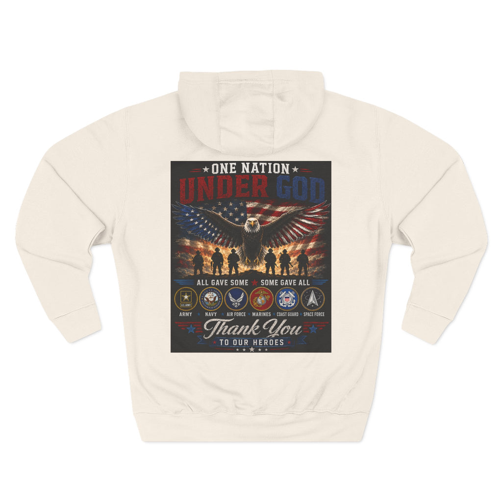 Military Tribute Hoodie — "One Nation Under God" Patriotic Fleece