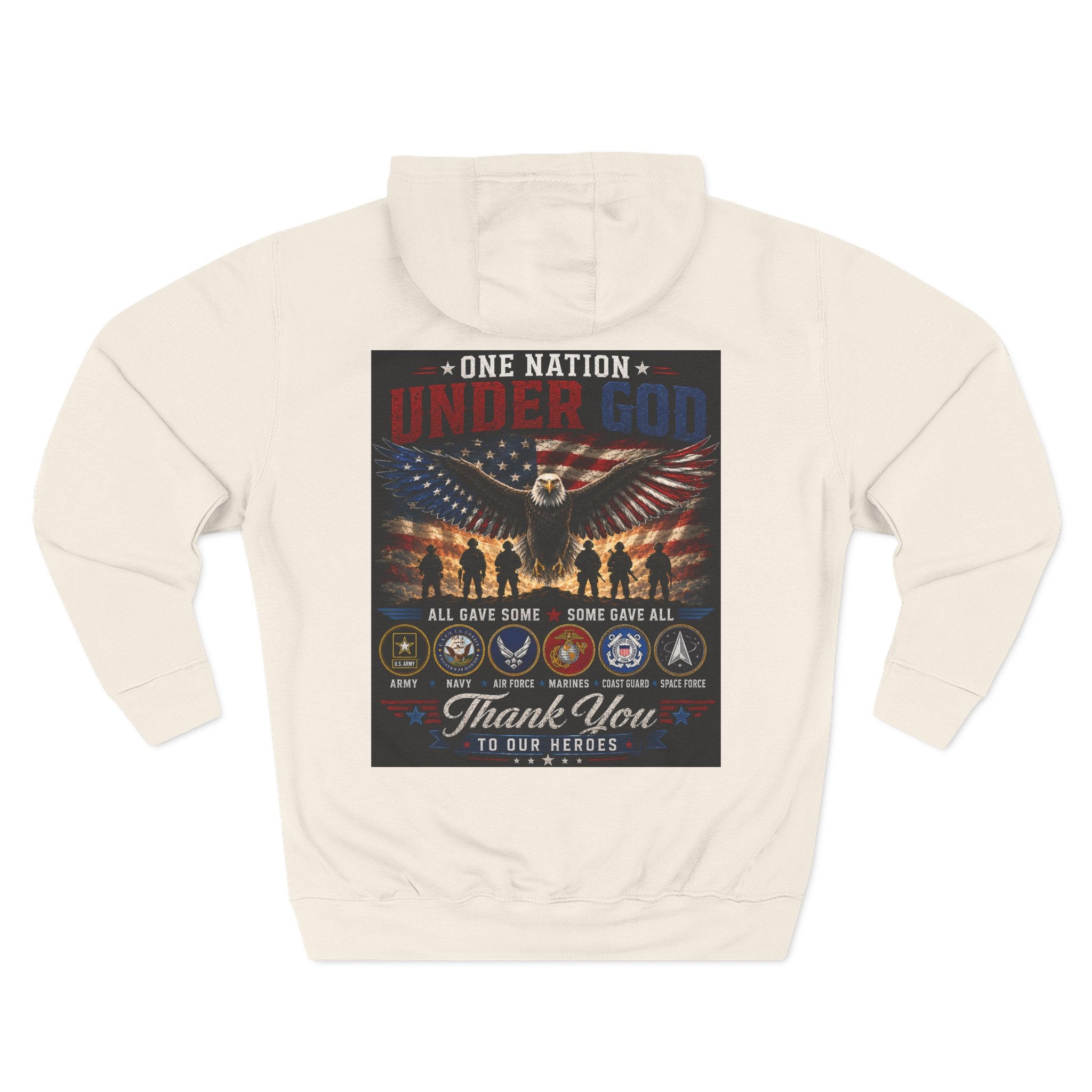 Military Tribute Hoodie — "One Nation Under God" Patriotic Fleece