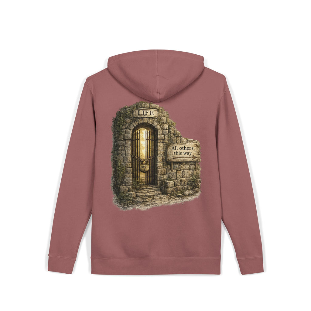 Faith Over Fear Hoodie — 'The Narrow Path Vintage Graphic Pigment-Dyed Hoodie