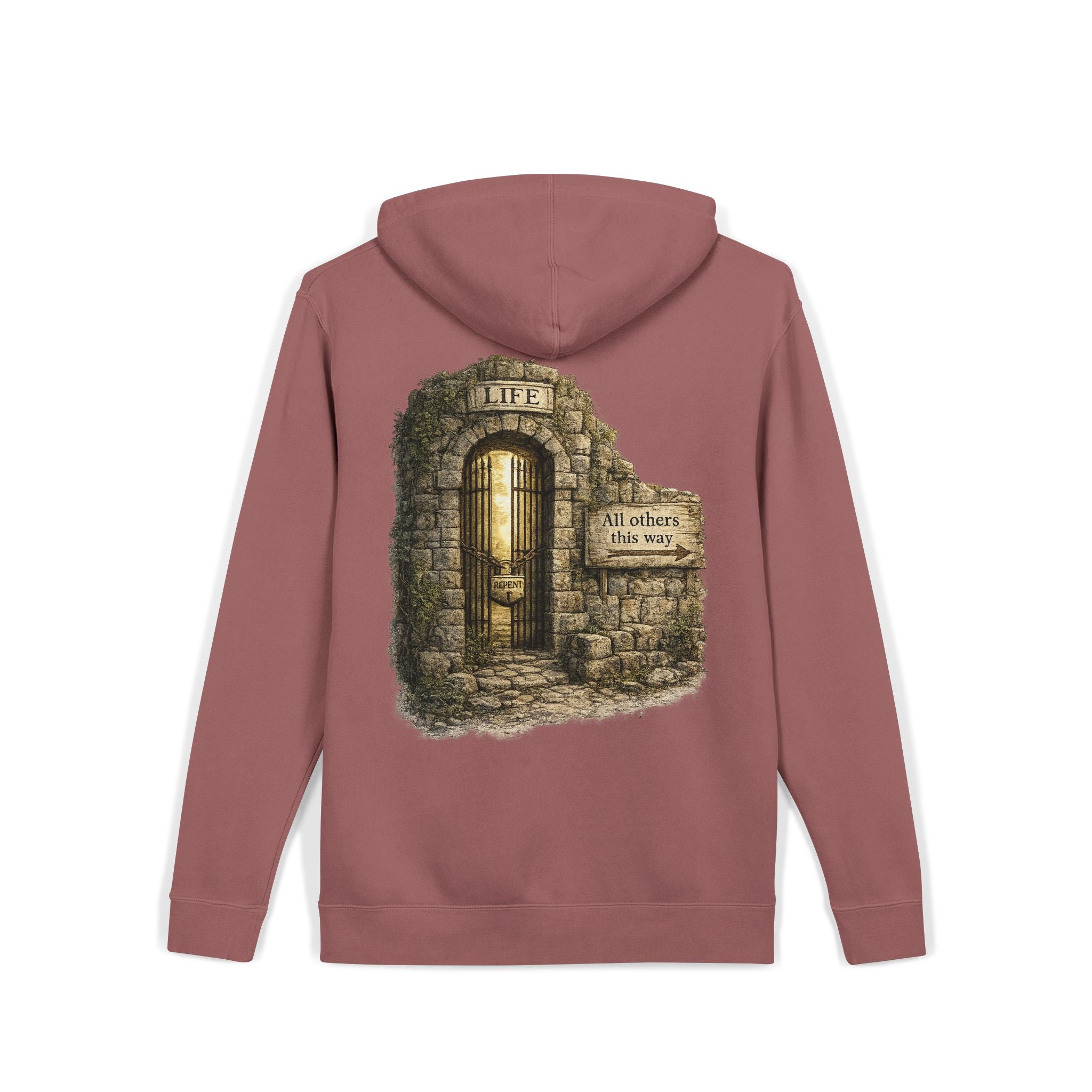Faith Over Fear Hoodie — 'The Narrow Path Vintage Graphic Pigment-Dyed Hoodie