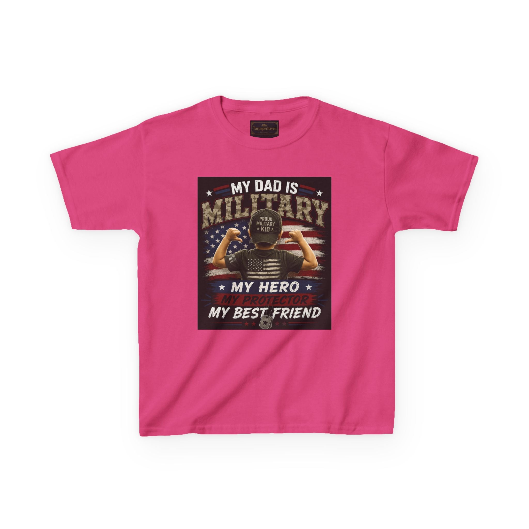 Kids Tee — "My Dad Is Military" Patriotic Hero Shirt