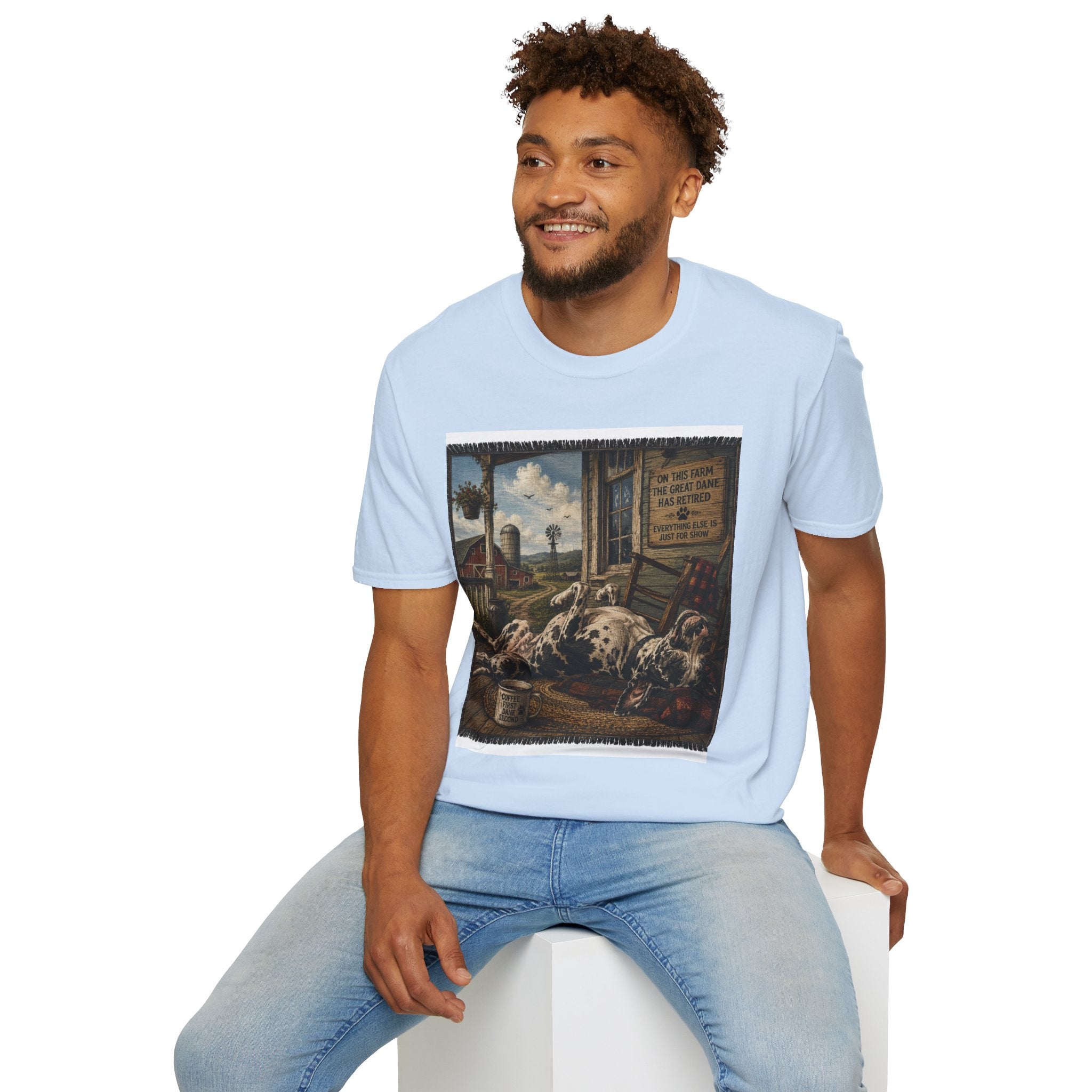 Great Dane Sleeping   Farmhouse Art T‑Shirt