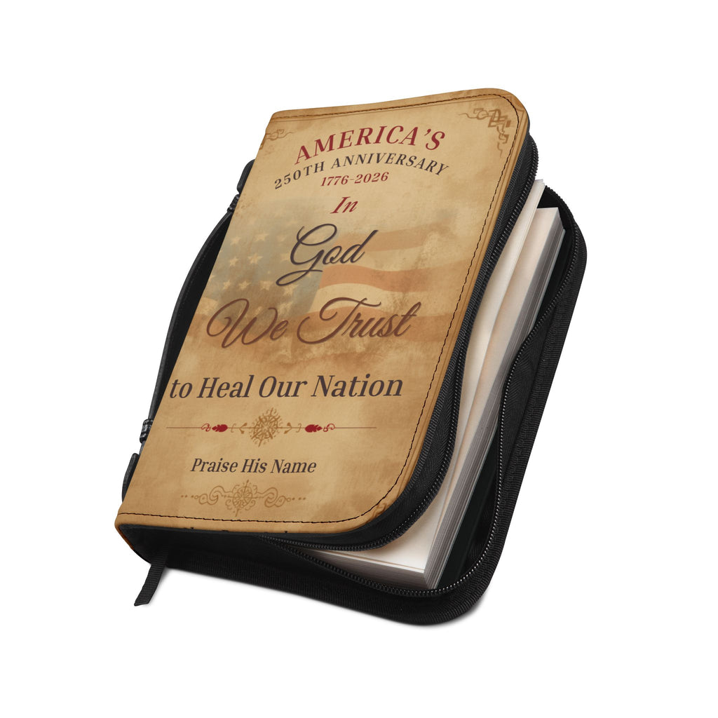 Bible Cover — "In God We Trust" Patriotic 250th Anniversary Zippered Bible Case