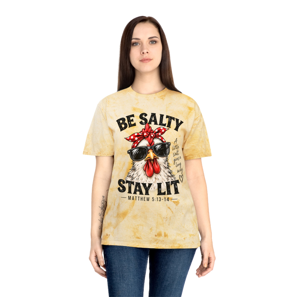 Be Salty Stay Lit Chicken Tee — Christian Faith Graphic T-Shirt