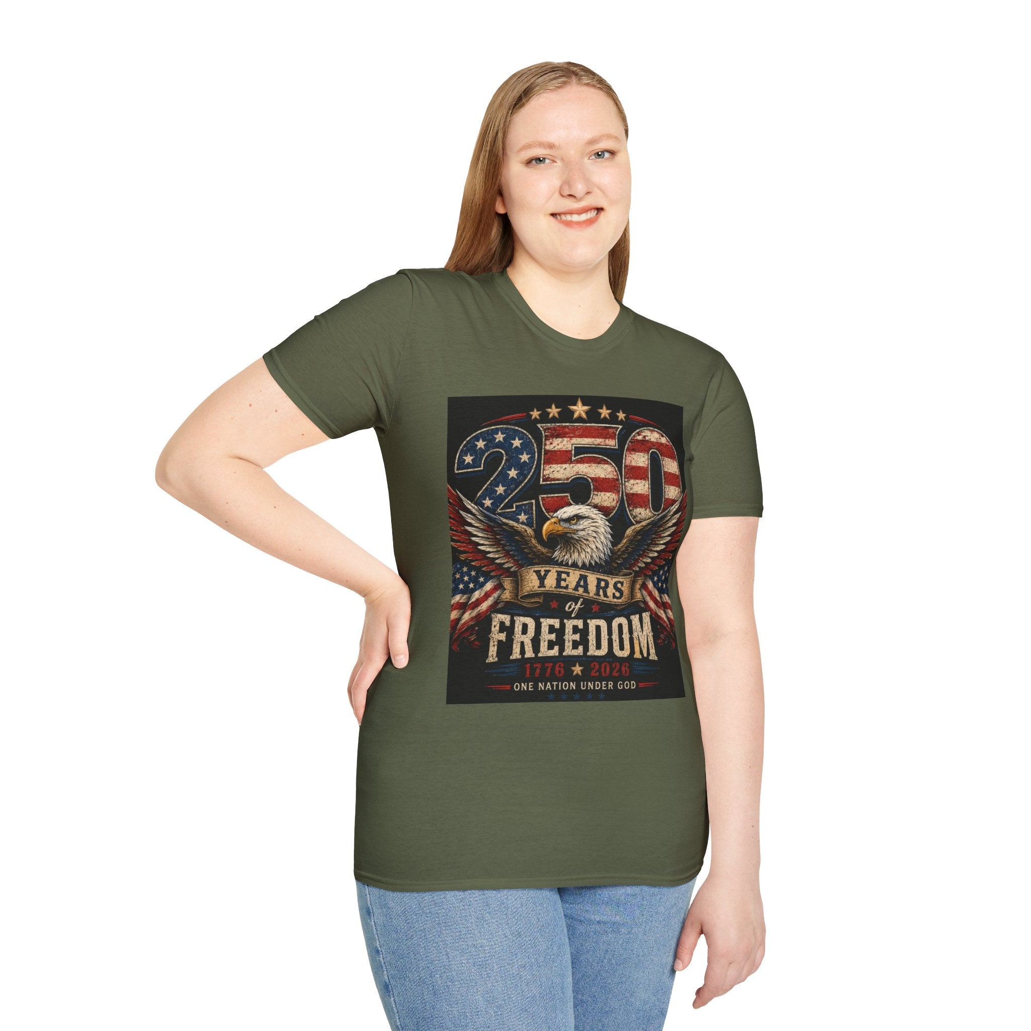 Patriotic 250 Years Freedom T-Shirt — American Flag Eagle Anniversary Tee