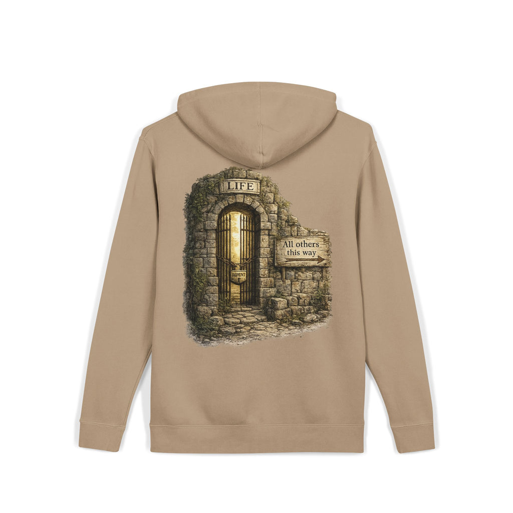 Faith Over Fear Hoodie — 'The Narrow Path Vintage Graphic Pigment-Dyed Hoodie
