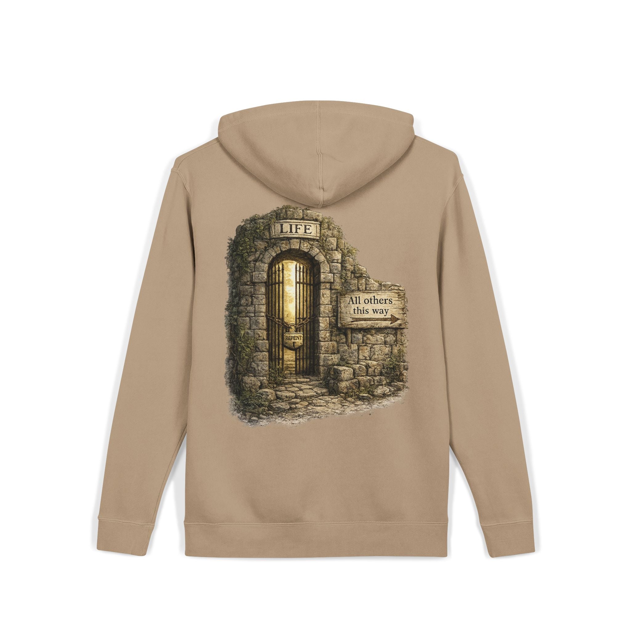 Faith Over Fear Hoodie — 'The Narrow Path Vintage Graphic Pigment-Dyed Hoodie