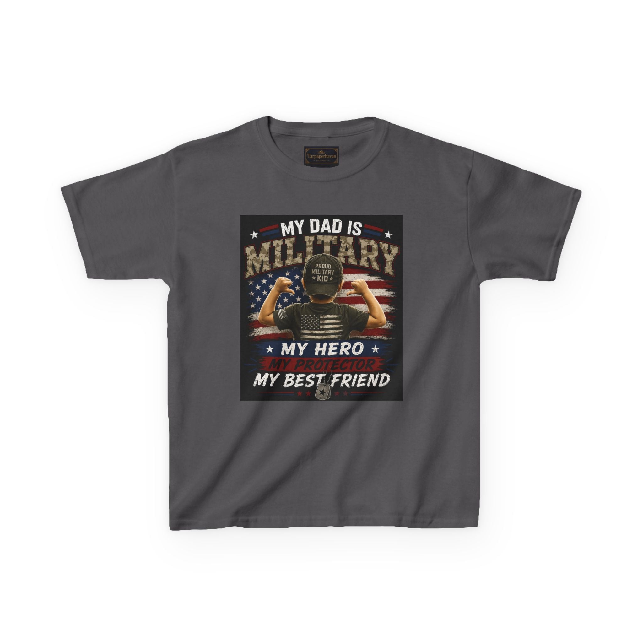Kids Tee — "My Dad Is Military" Patriotic Hero Shirt