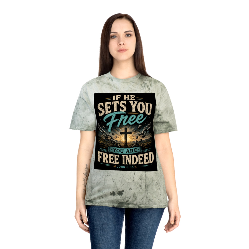 Christian Freedom Tee — "If He Sets You Free" Scripture T-Shirt