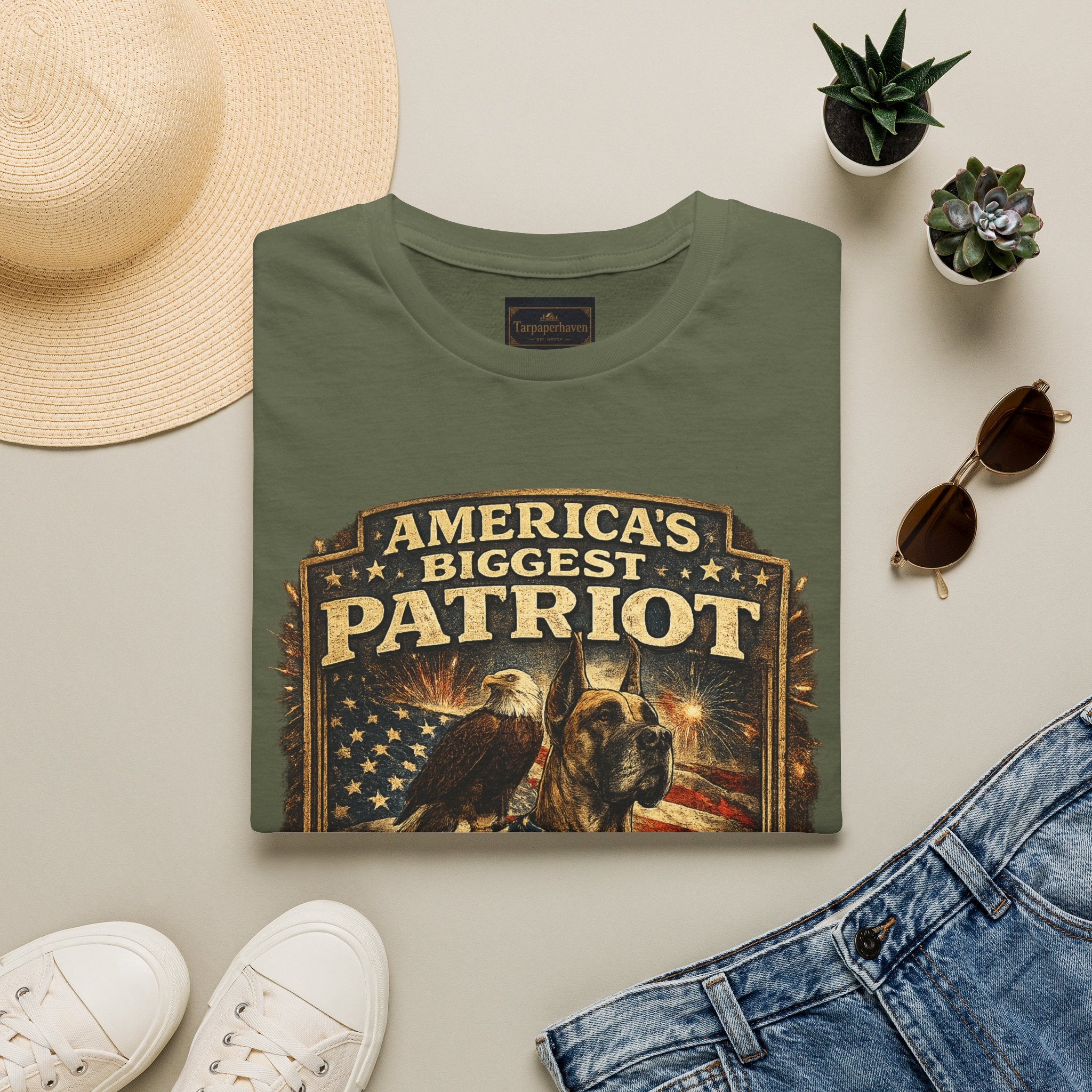 Patriot T-Shirt — Great Dane 1776–2026 Vintage Eagle Flag Tee