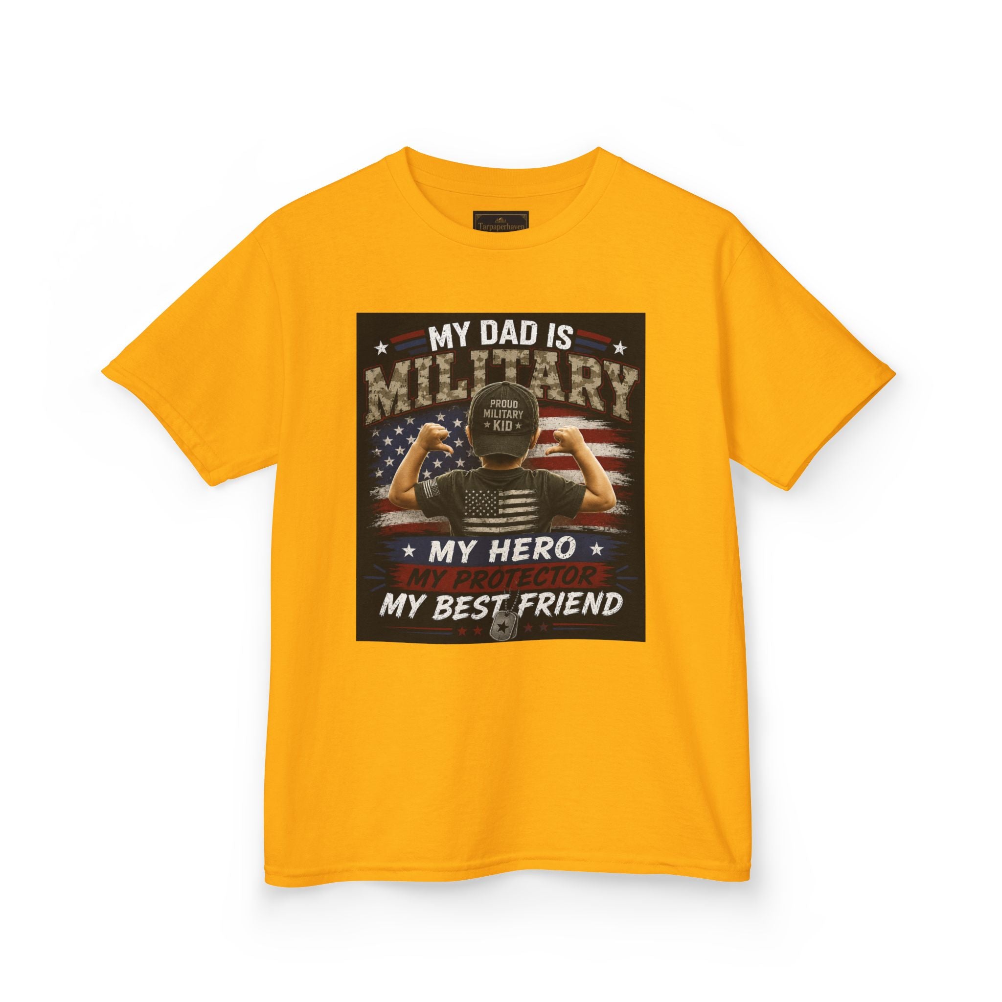 Kids Tee — "My Dad Is Military" Patriotic Hero Shirt