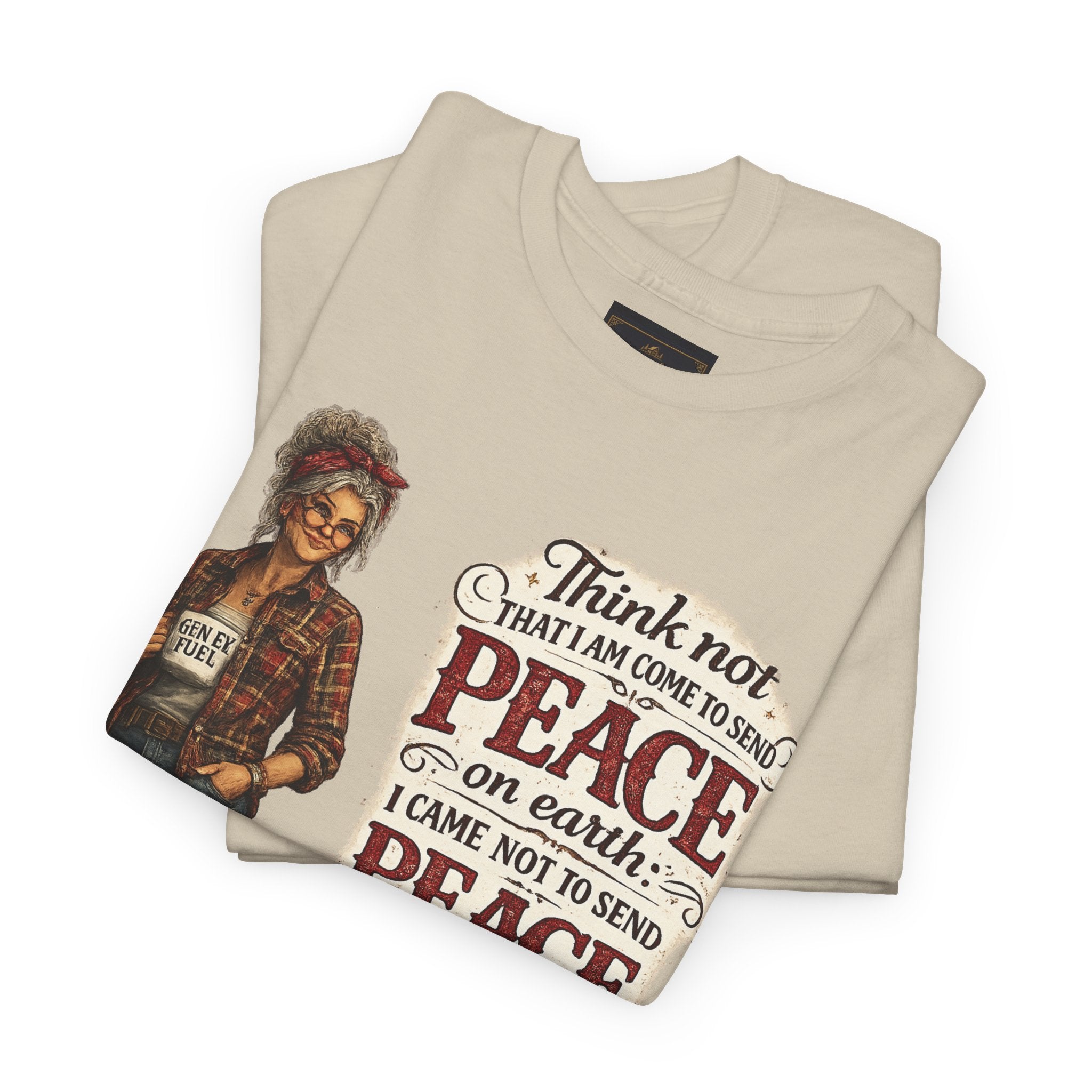 Christian Faith Tee — "I Come Not to Send Peace but a Sword" Matthew 10:34 Graphic Shirt