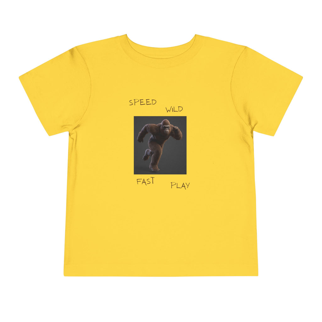 Toddler Tee — 'Speed Wild Fast Play' Running SasquatchGraphic