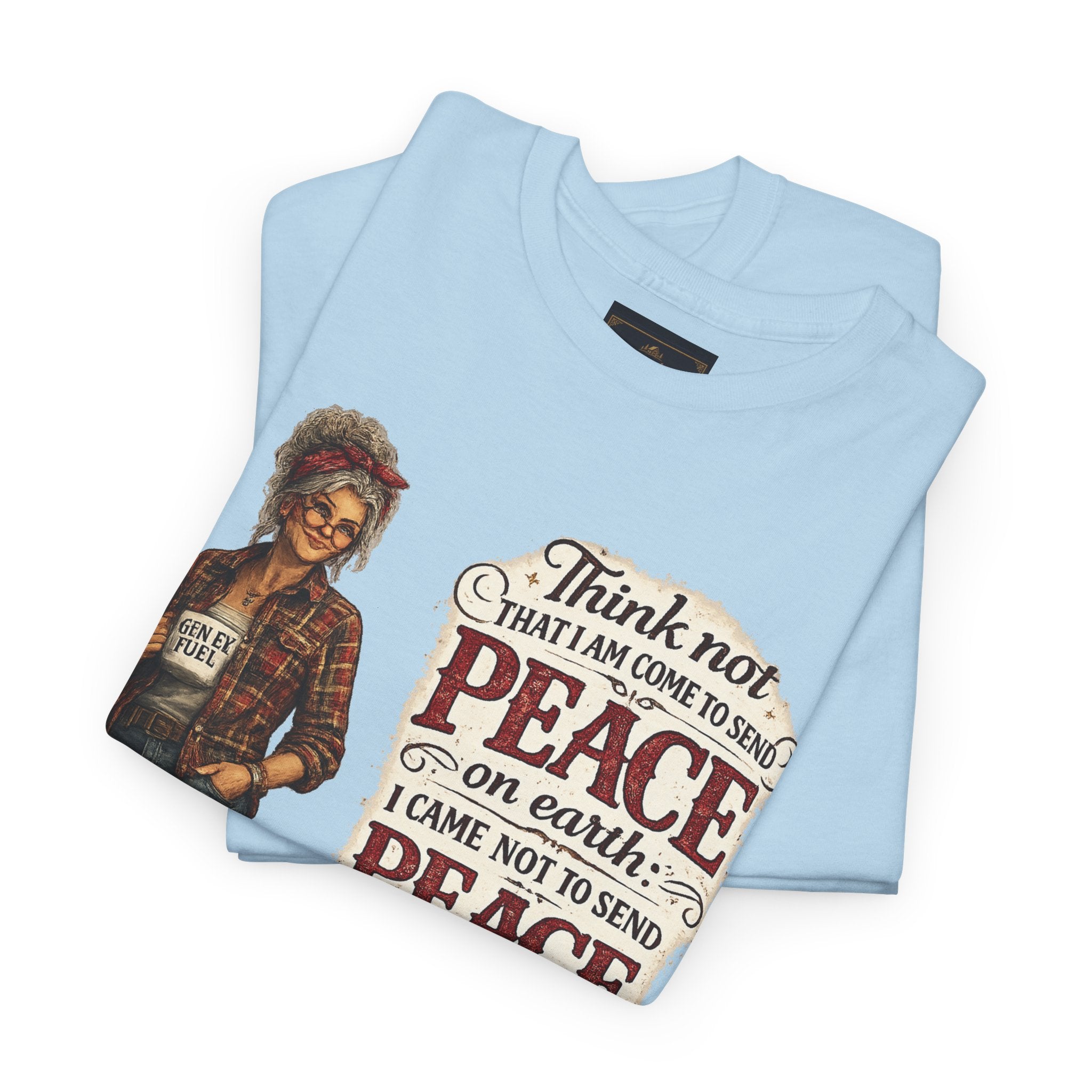 Christian Faith Tee — "I Come Not to Send Peace but a Sword" Matthew 10:34 Graphic Shirt