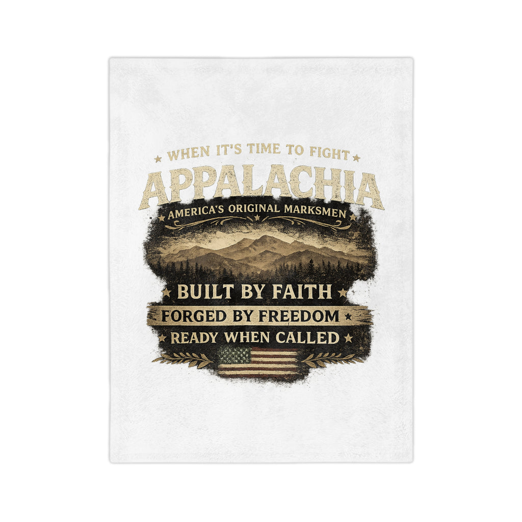 Appalachia Microfiber Blanket – "Built by Faith, Forged by Freedom" Rustic Mountain Throw