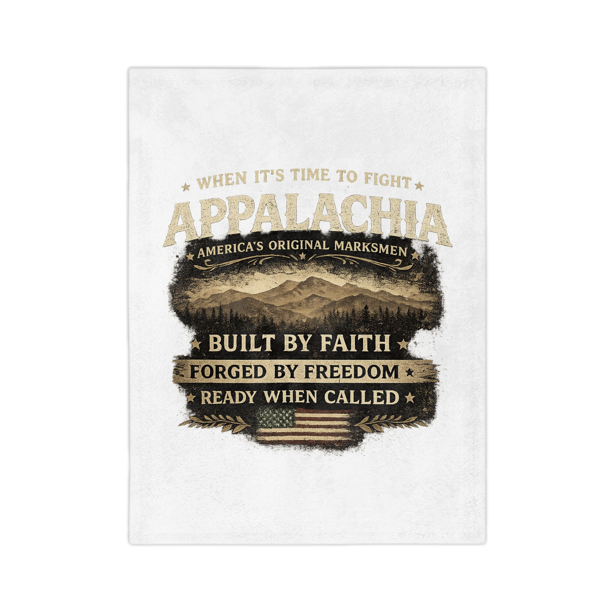Appalachia Microfiber Blanket – "Built by Faith, Forged by Freedom" Rustic Mountain Throw