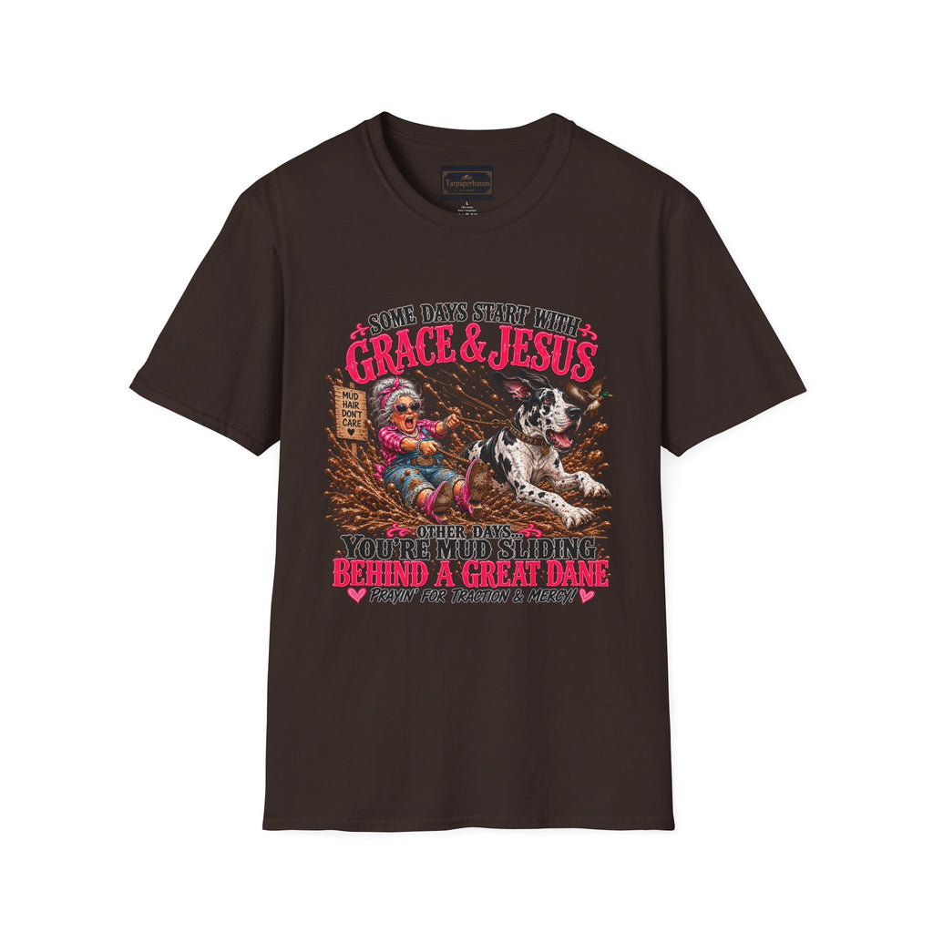 Great Dane Christian Mud Slide  Funny Graphic Tee