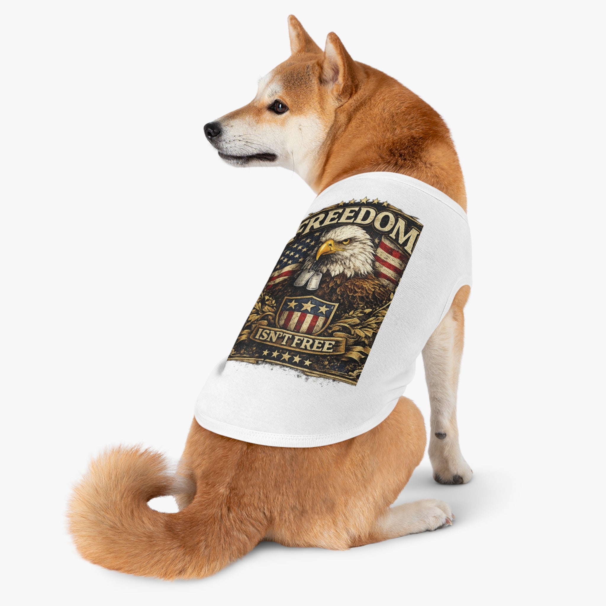 Patriotic Pet Tank Top — "Freedom Isn't Free" Eagle & American Flag