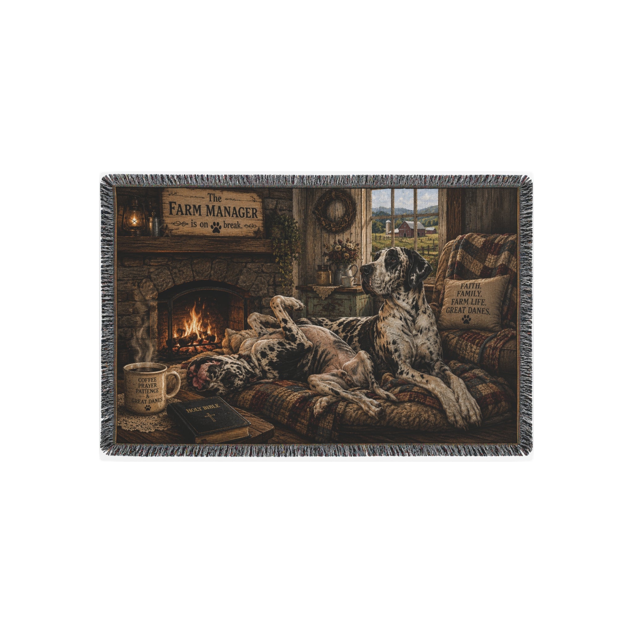 Metal Sign — Cozy Farmhouse Great Dane Scene