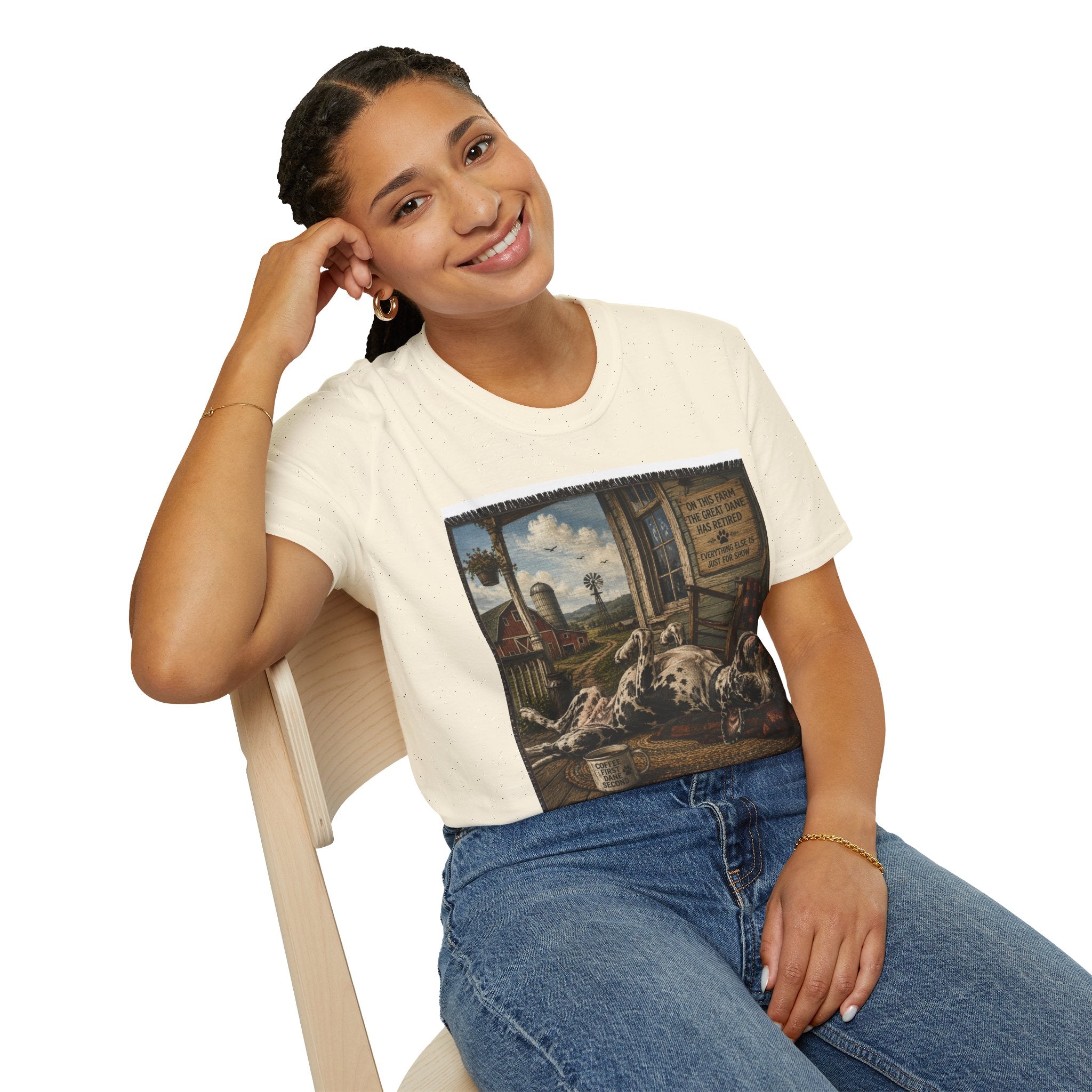Great Dane Sleeping   Farmhouse Art T‑Shirt