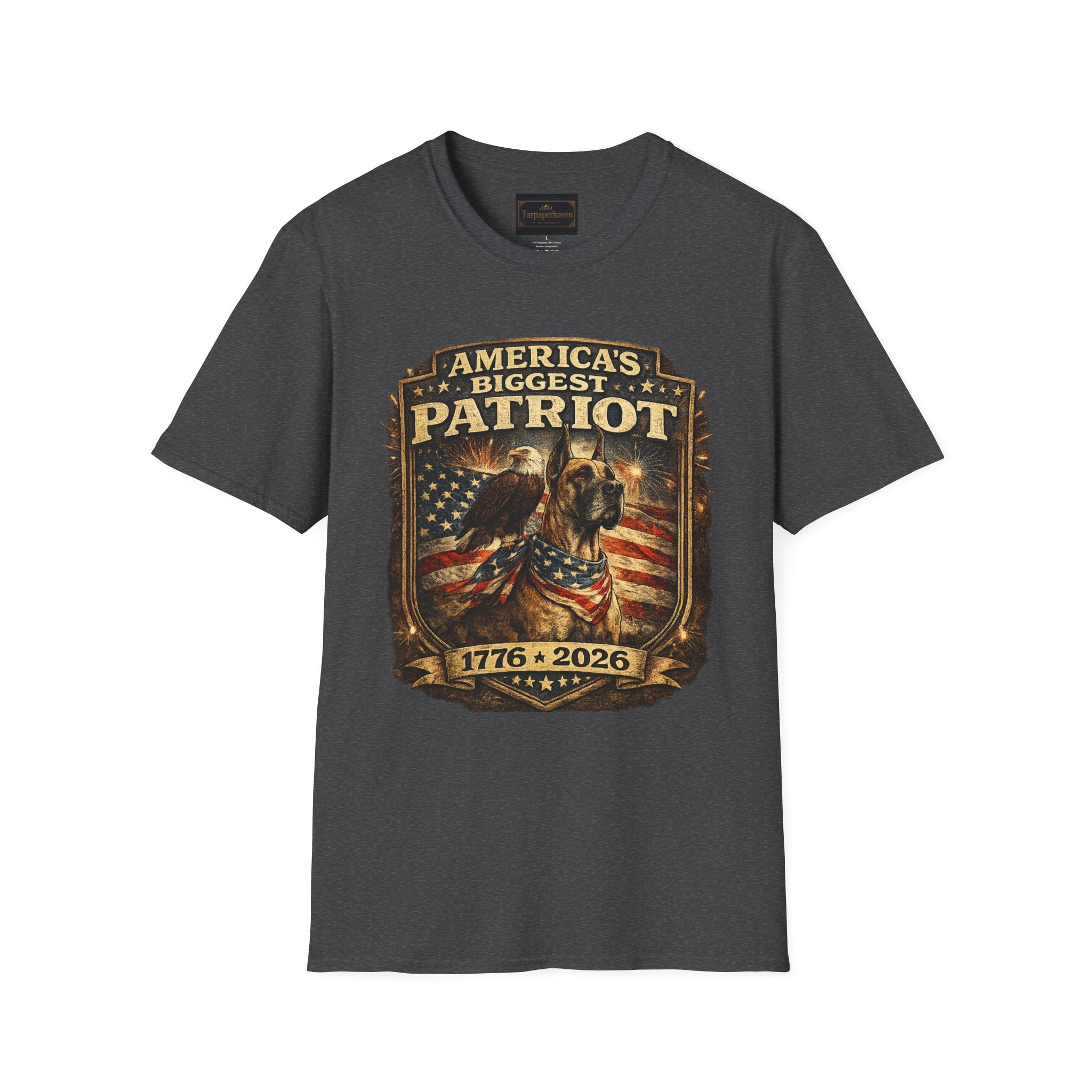 Patriot T-Shirt — Great Dane 1776–2026 Vintage Eagle Flag Tee