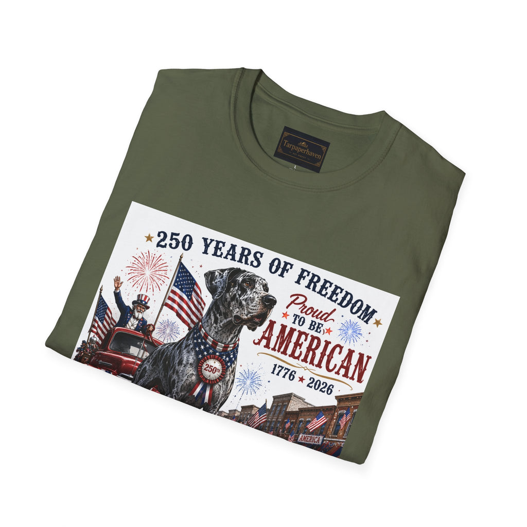 250th Great Dane T-Shirt — 1776–2026 Patriotic Tee