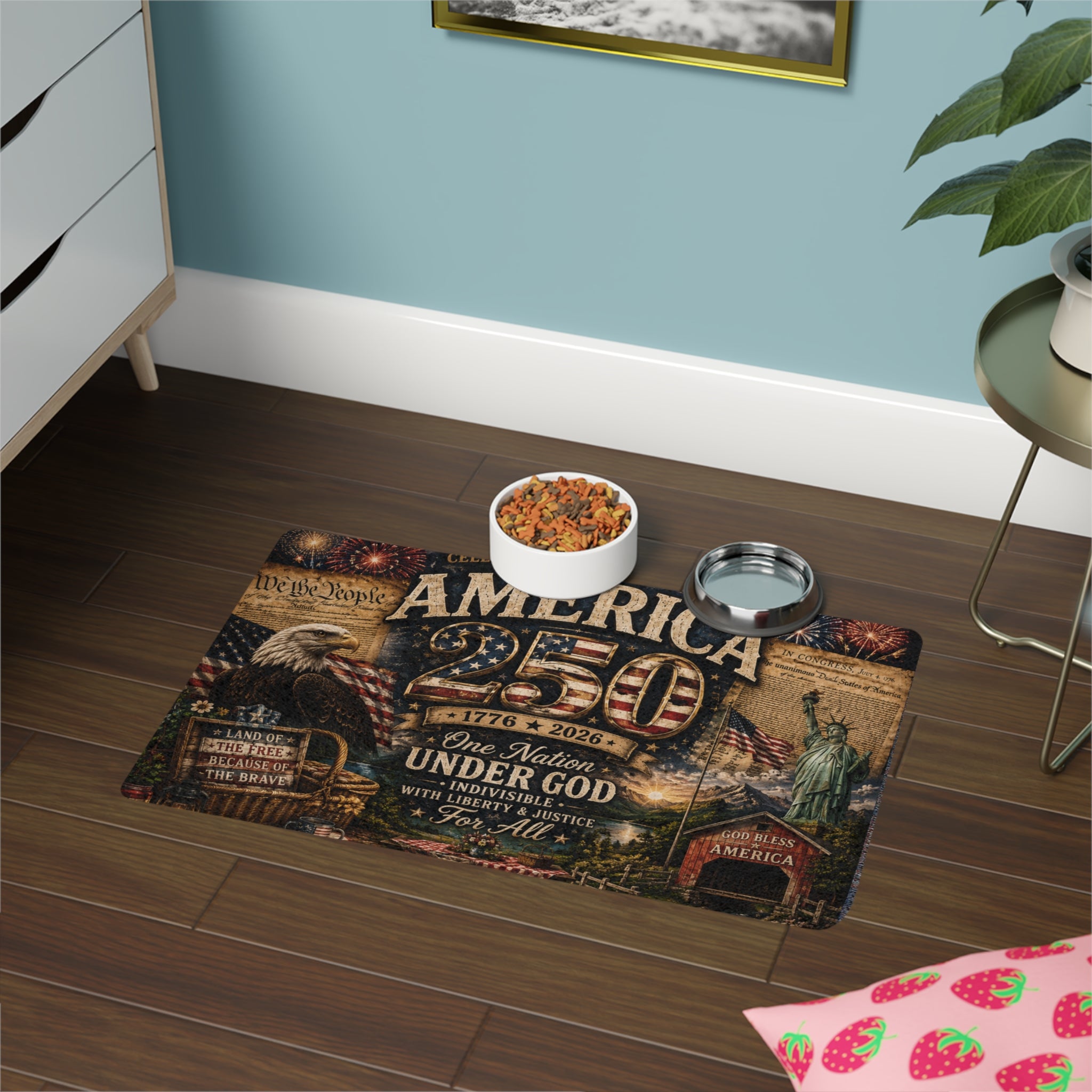 America 250 Patriotic Pet Food Mat (12x18)