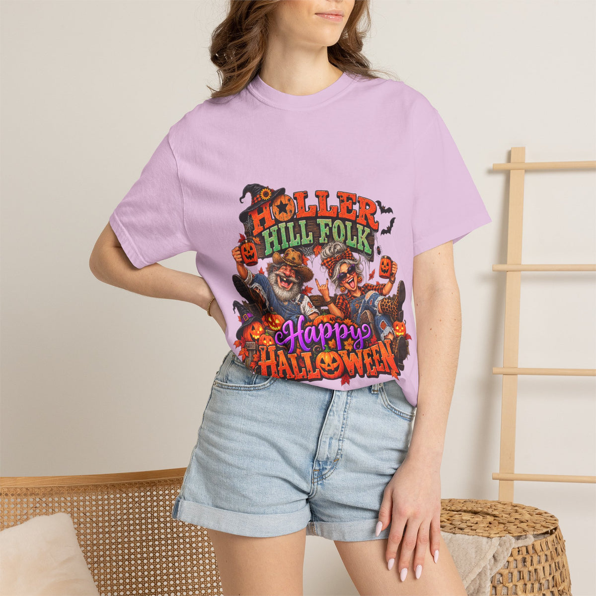 Halloween Holler Hill Folk T-Shirt — "Happy Halloween" Vintage Horror Design