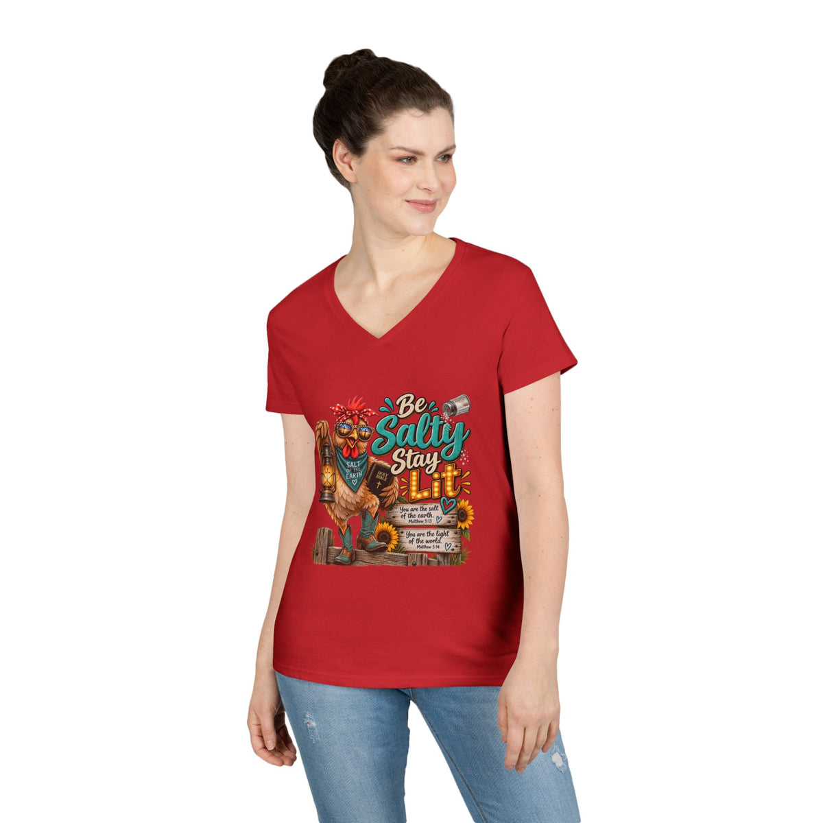 Be Salty Stay Lit Chicken V-Neck Tee