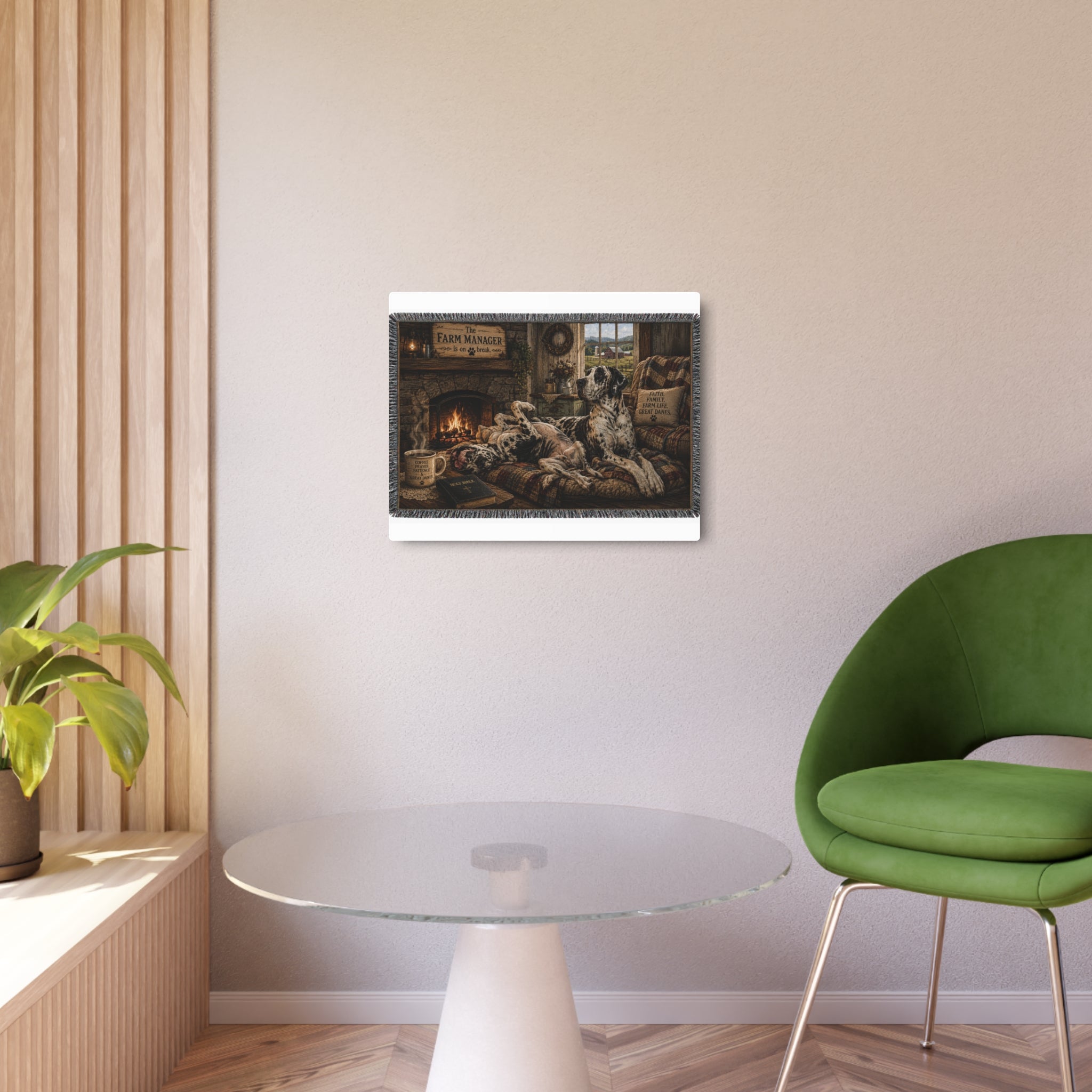 Metal Sign — Cozy Farmhouse Great Dane Scene