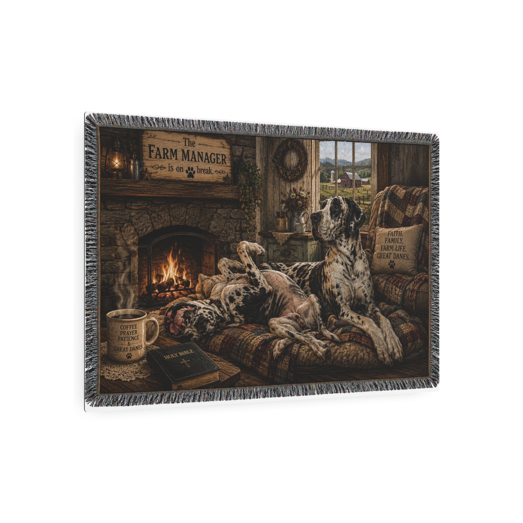 Metal Sign — Cozy Farmhouse Great Dane Scene