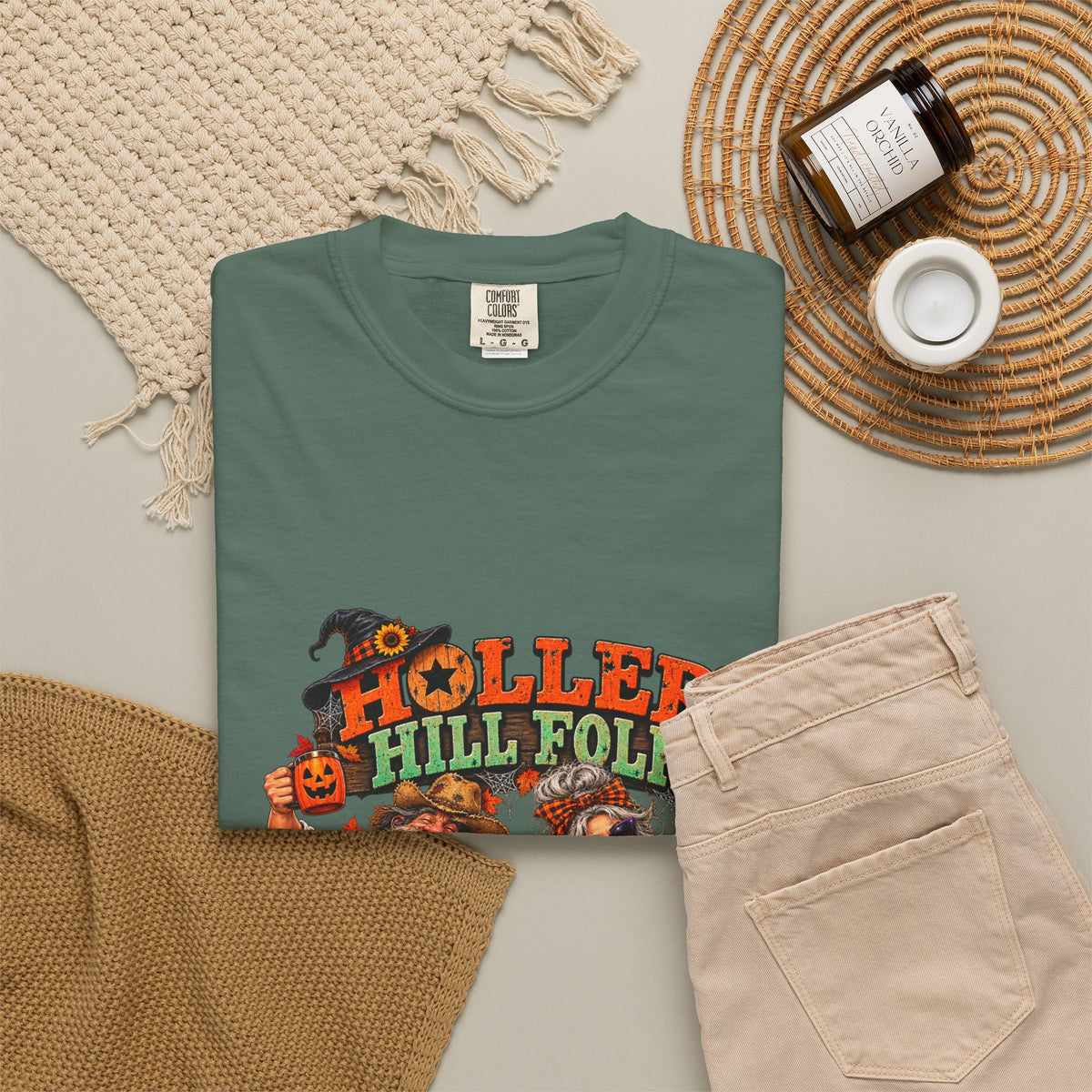 Halloween Holler Hill Folk T-Shirt — "Happy Halloween" Vintage Horror Design