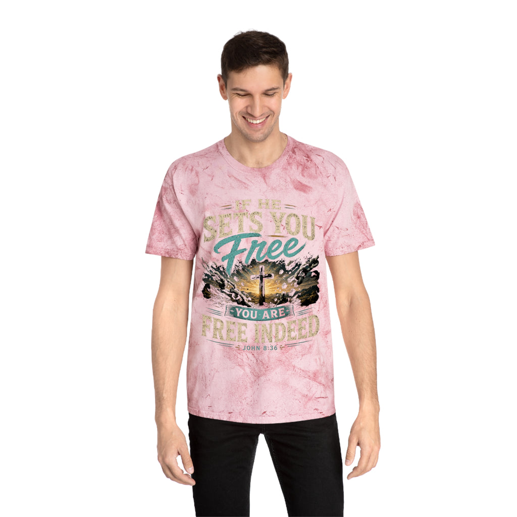 Christian Freedom Tee — "If He Sets You Free" Scripture T-Shirt