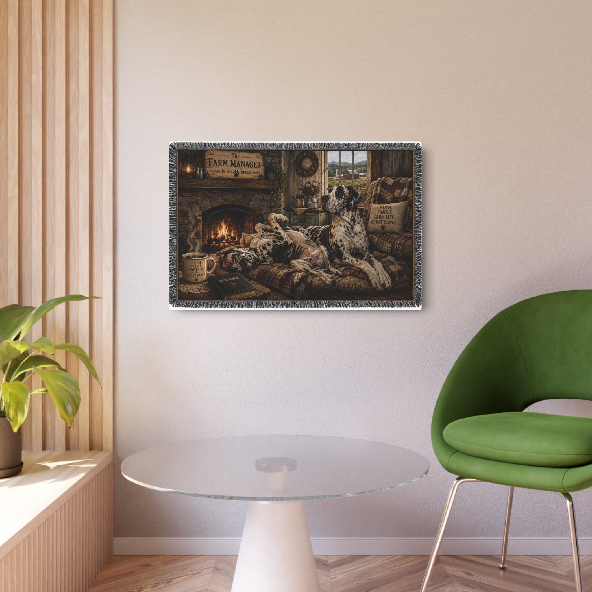 Metal Sign — Cozy Farmhouse Great Dane Scene