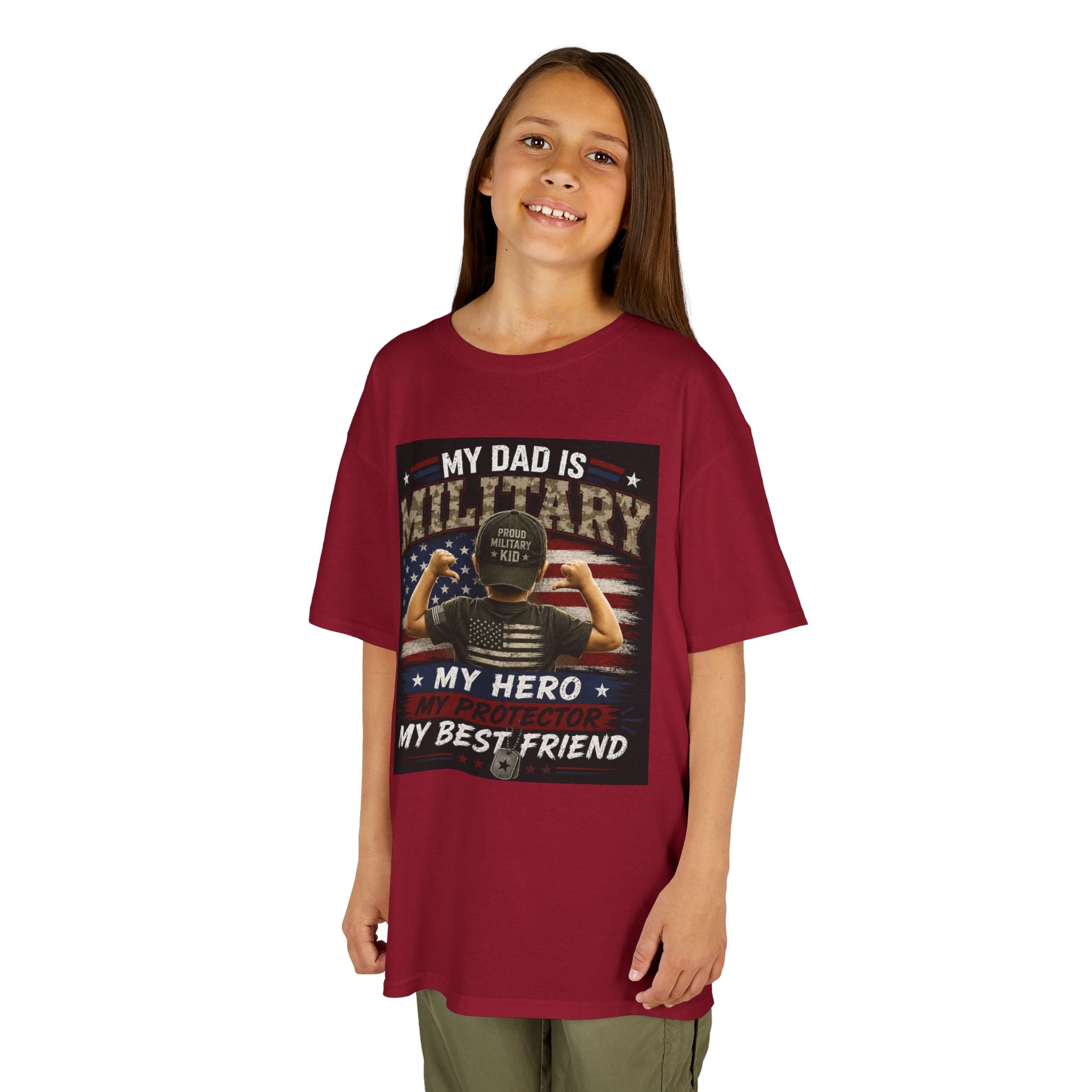 Kids Tee — "My Dad Is Military" Patriotic Hero Shirt