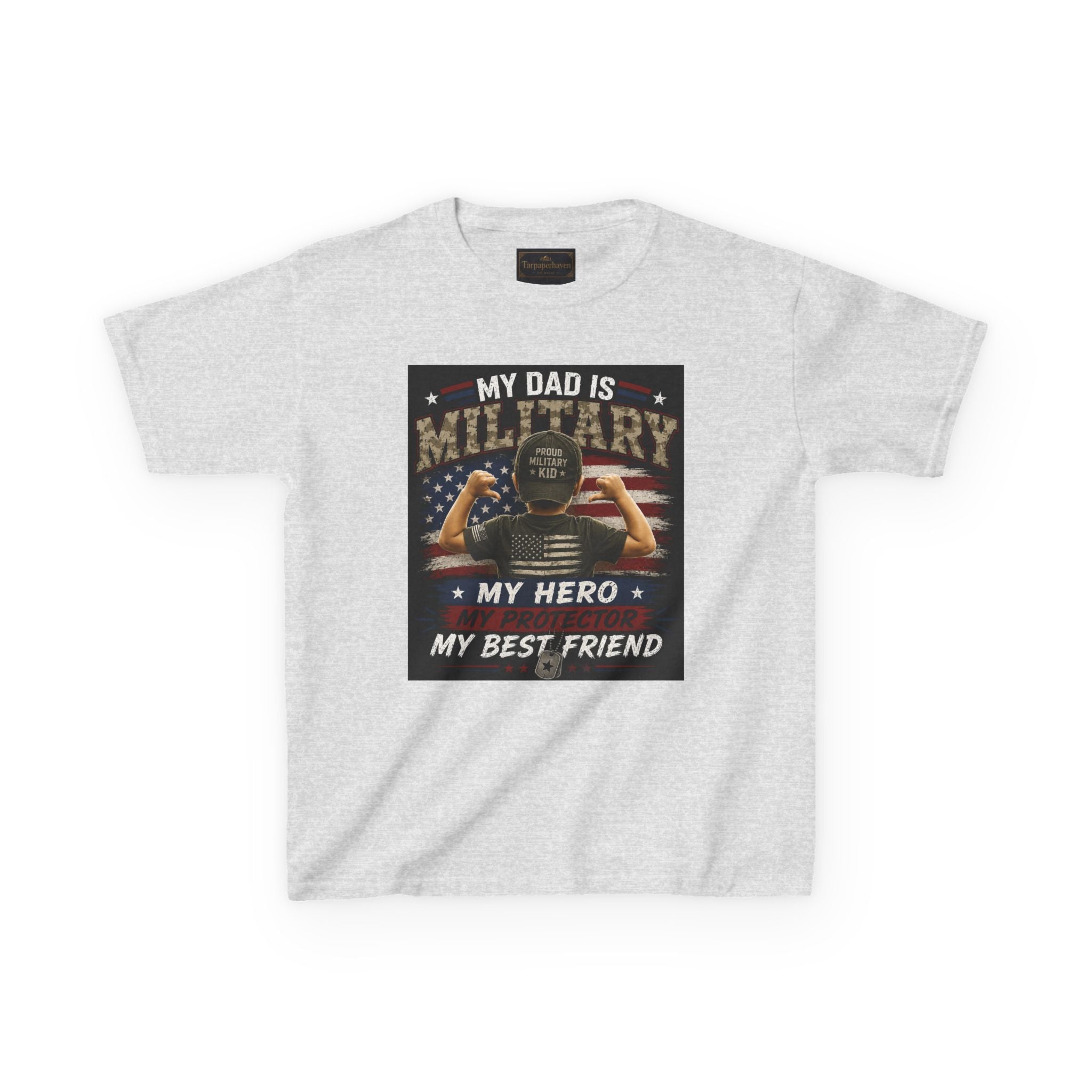 Kids Tee — "My Dad Is Military" Patriotic Hero Shirt