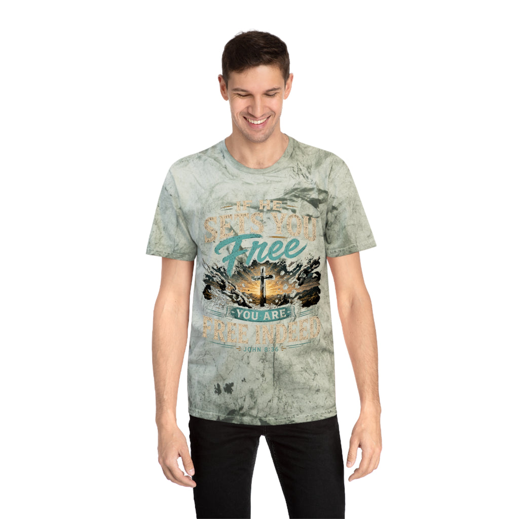 Christian Freedom Tee — "If He Sets You Free" Scripture T-Shirt