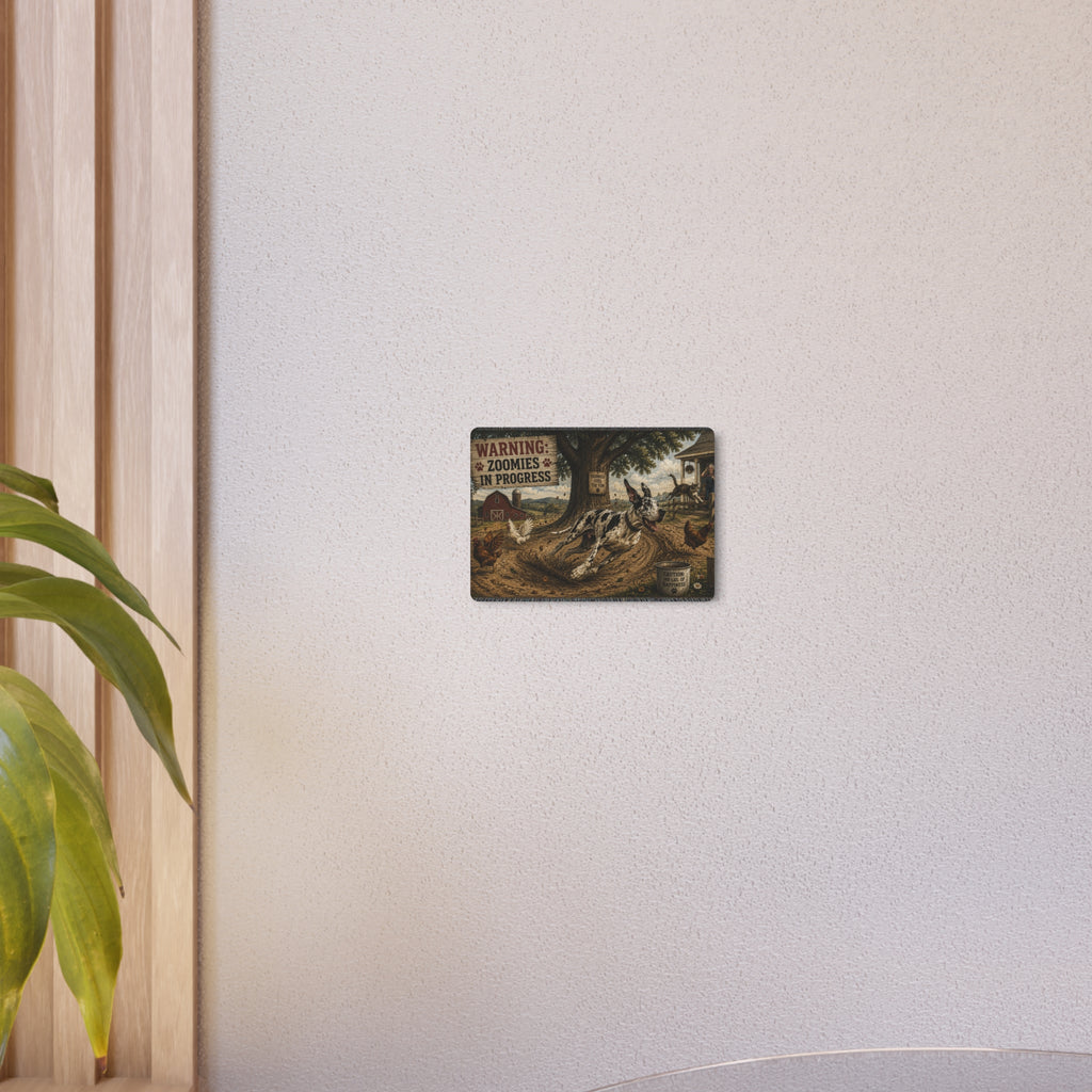 Metal Art Sign - "Warning: Zoomies in Progress" Farm Great Dane  Metal Wall Art
