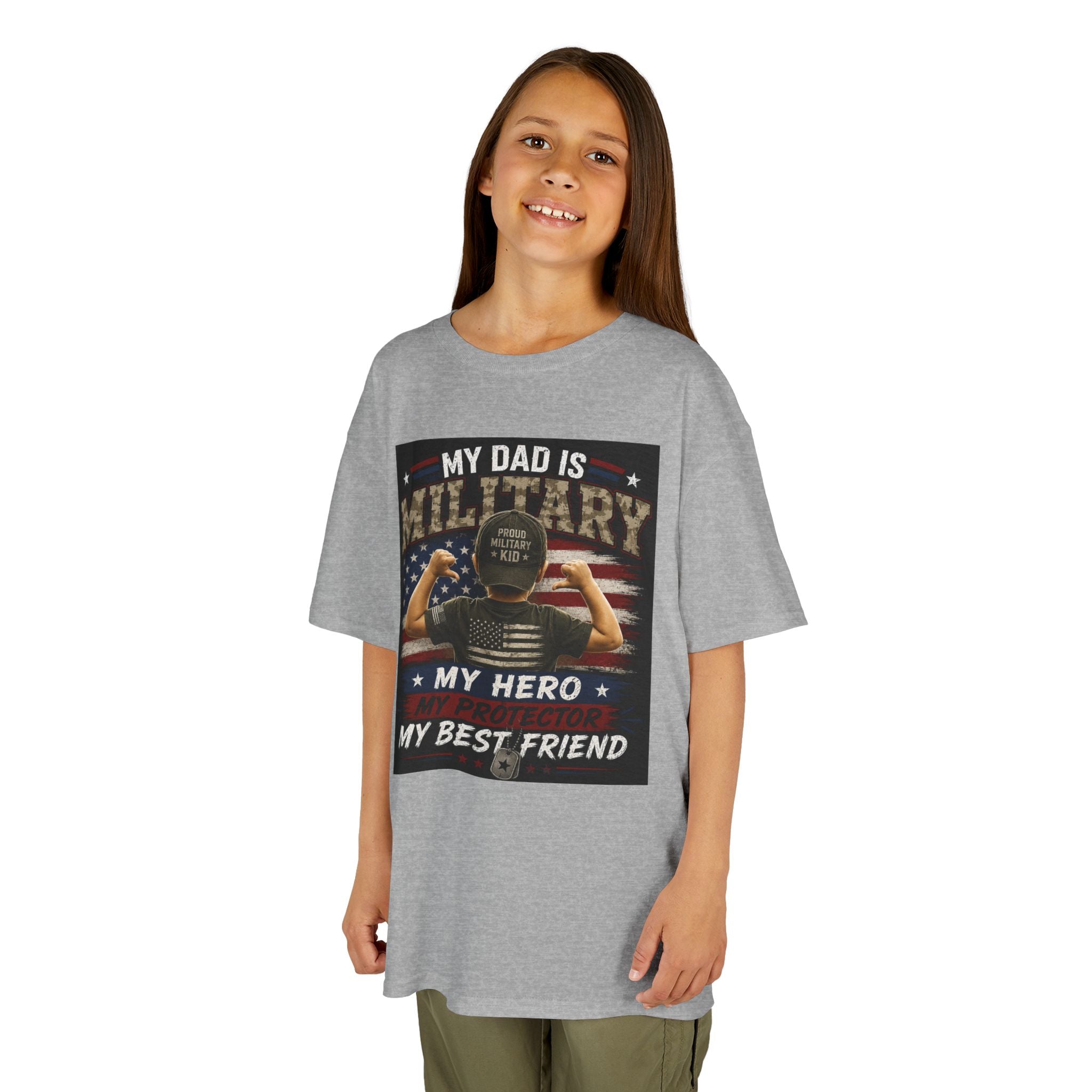 Kids Tee — "My Dad Is Military" Patriotic Hero Shirt