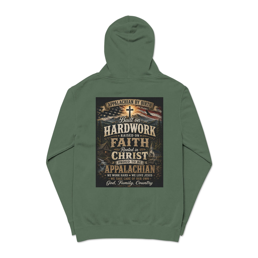 Appalachian Faith Hoodie — "Too Country to Care" Pigment-Dyed Pullover