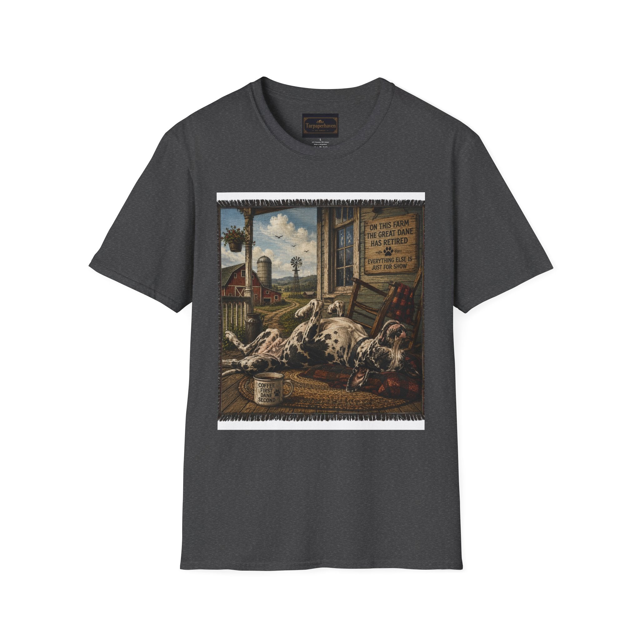 Great Dane Sleeping   Farmhouse Art T‑Shirt