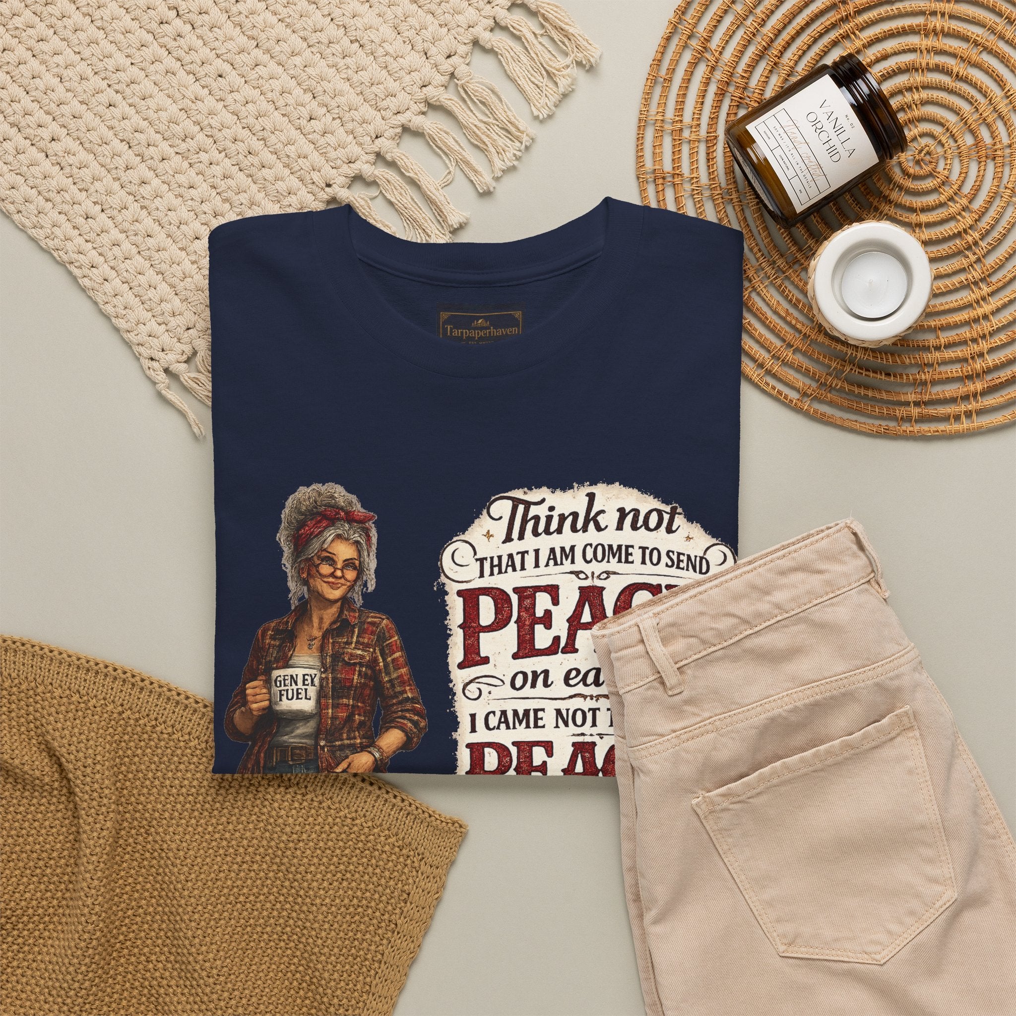 Christian Faith Tee — "I Come Not to Send Peace but a Sword" Matthew 10:34 Graphic Shirt
