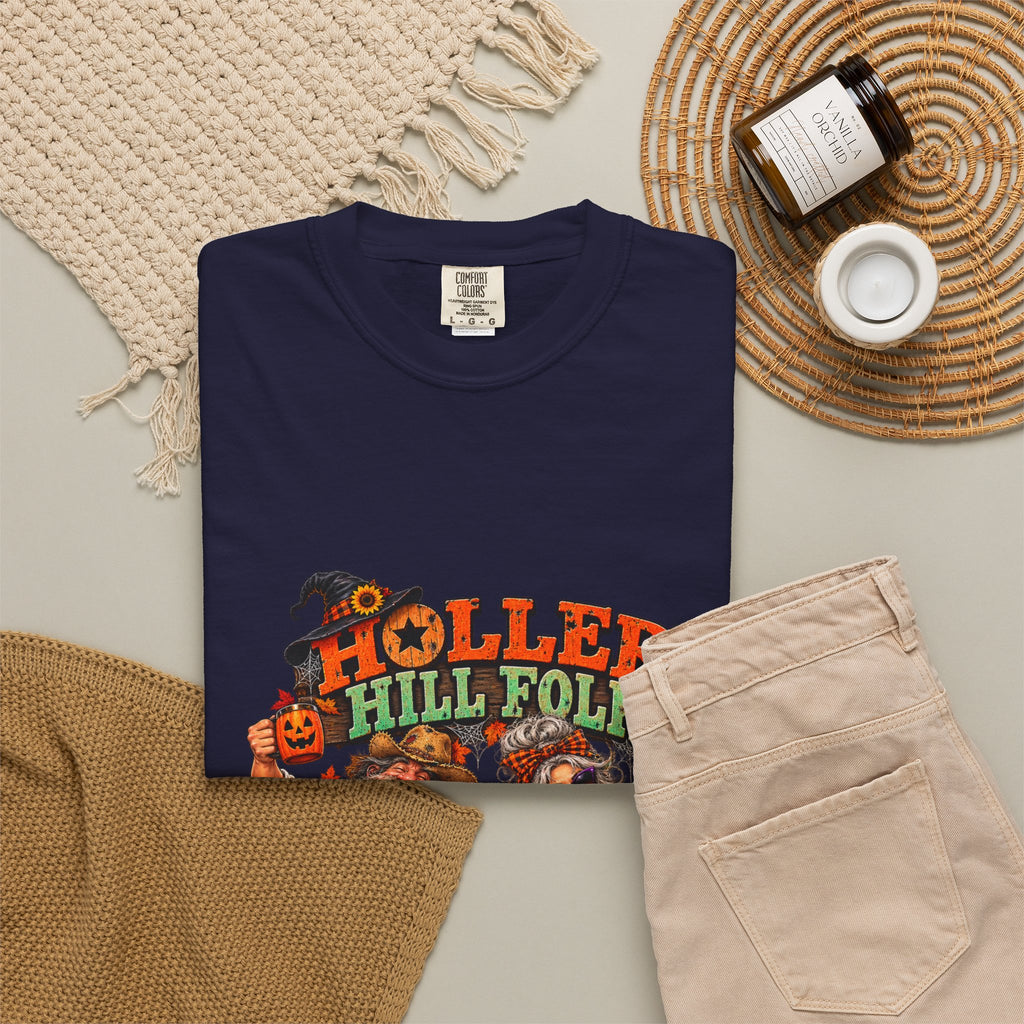 Halloween Holler Hill Folk T-Shirt — "Happy Halloween" Vintage Horror Design