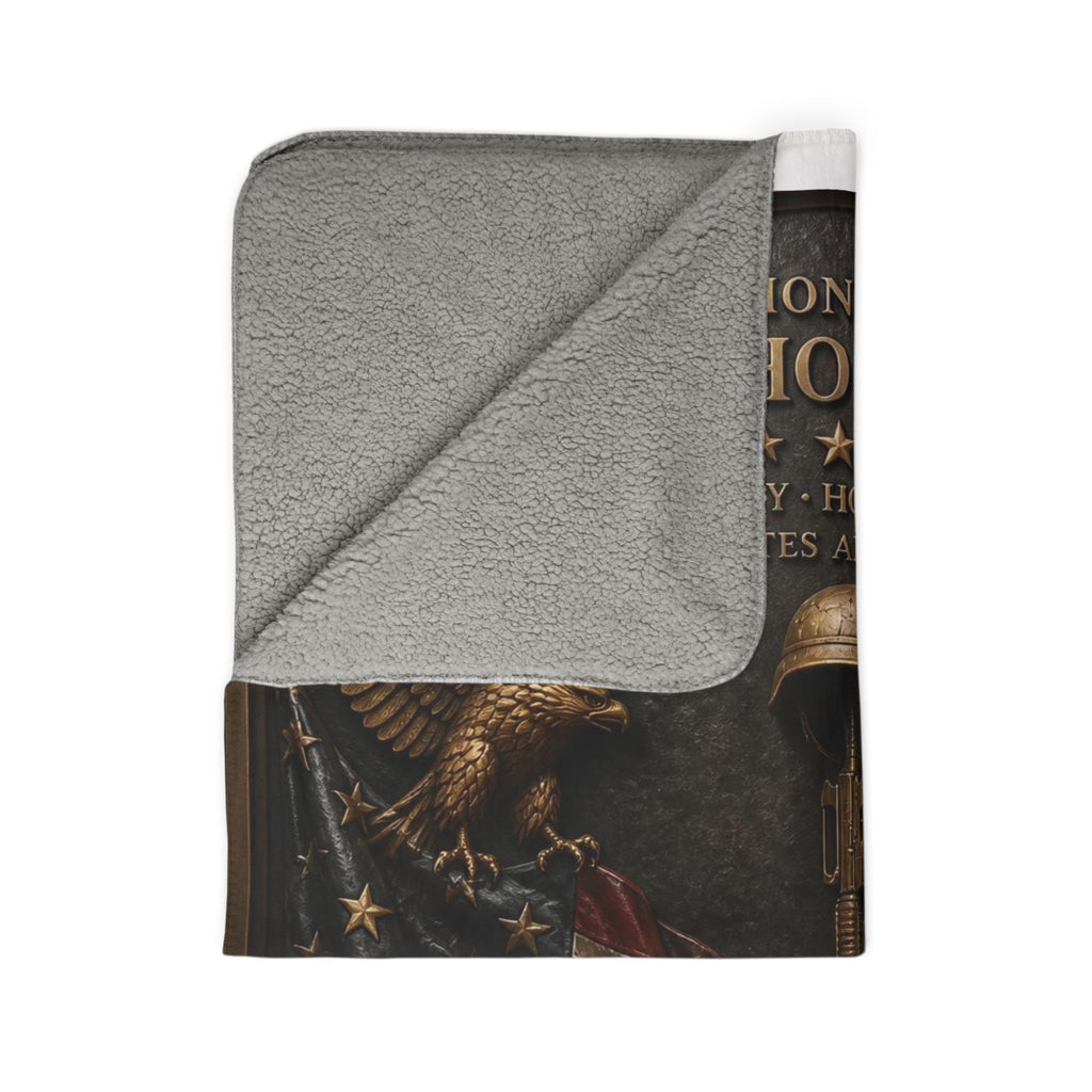 Veteran Tribute Fleece Sherpa Blanket — "In Honor of All Who Served" Memorial Throw