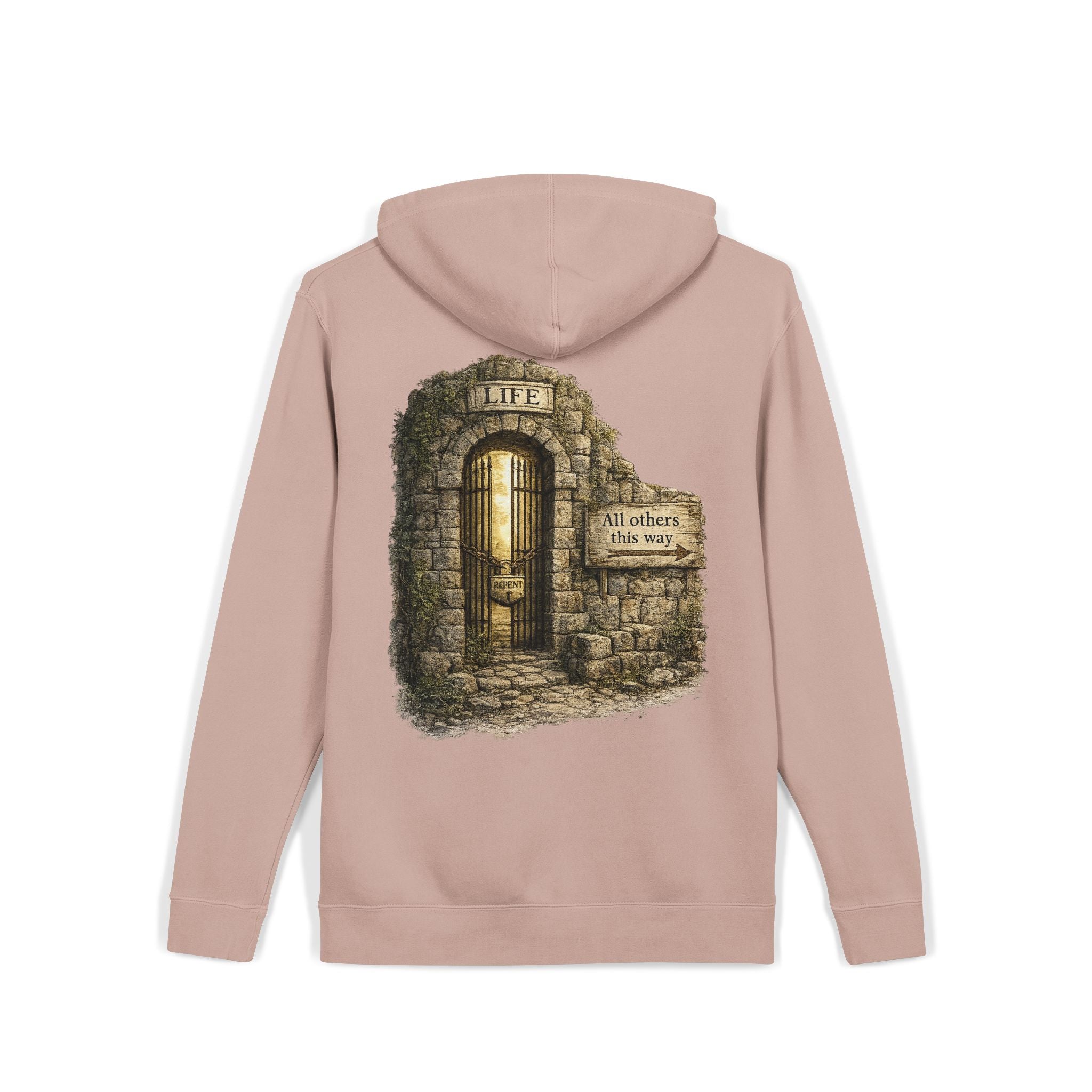 Faith Over Fear Hoodie — 'The Narrow Path Vintage Graphic Pigment-Dyed Hoodie