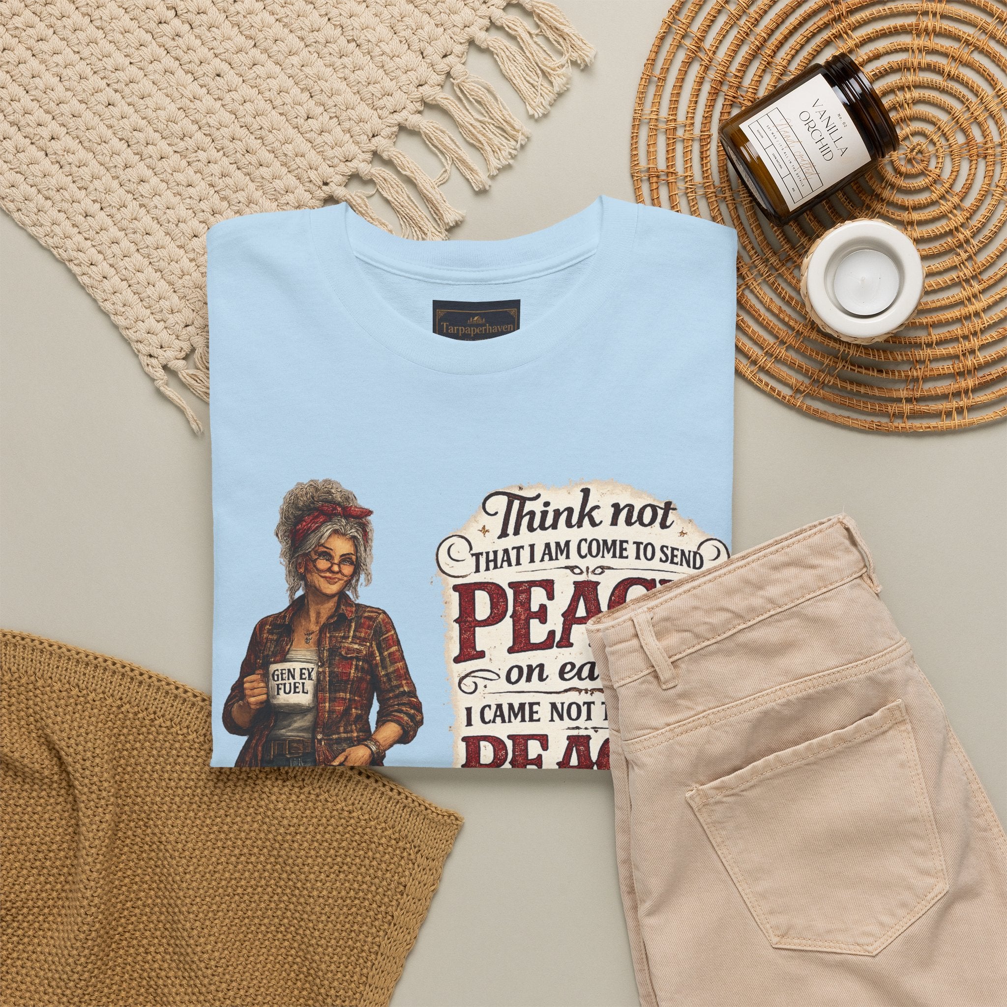 Christian Faith Tee — "I Come Not to Send Peace but a Sword" Matthew 10:34 Graphic Shirt